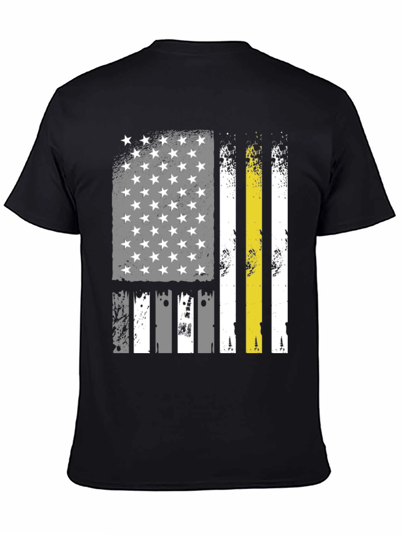 American Flag Thin Yellow Line Black T-Shirt