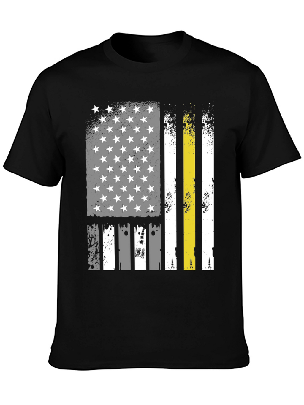 American Flag Thin Yellow Line Black T-Shirt
