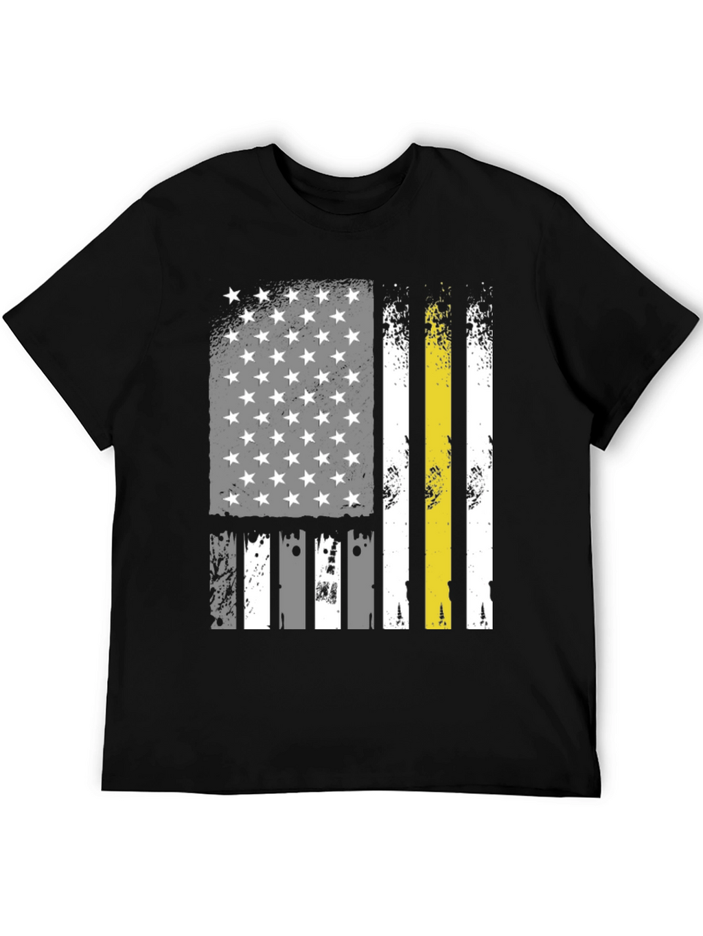 American Flag Thin Yellow Line Black T-Shirt