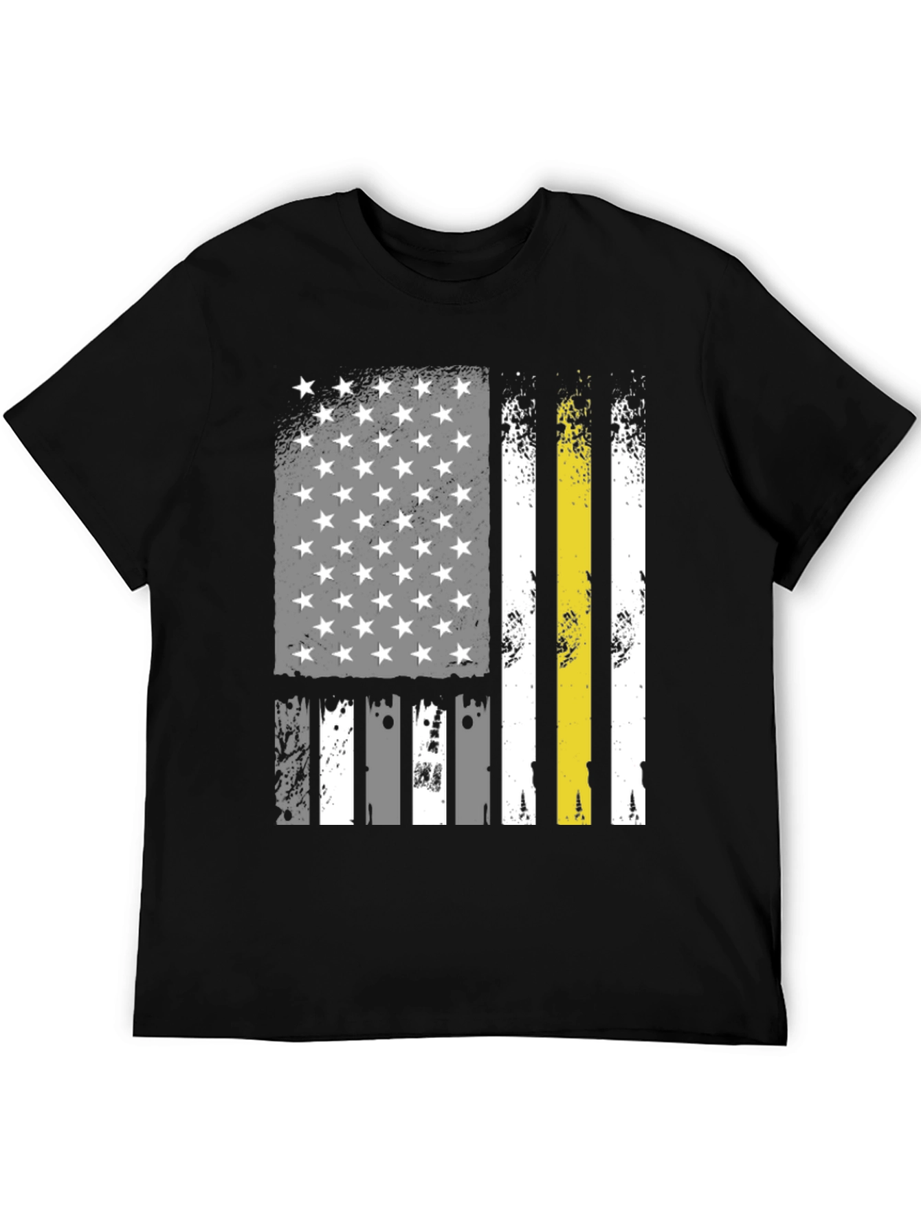 American Flag Thin Yellow Line Black T-Shirt