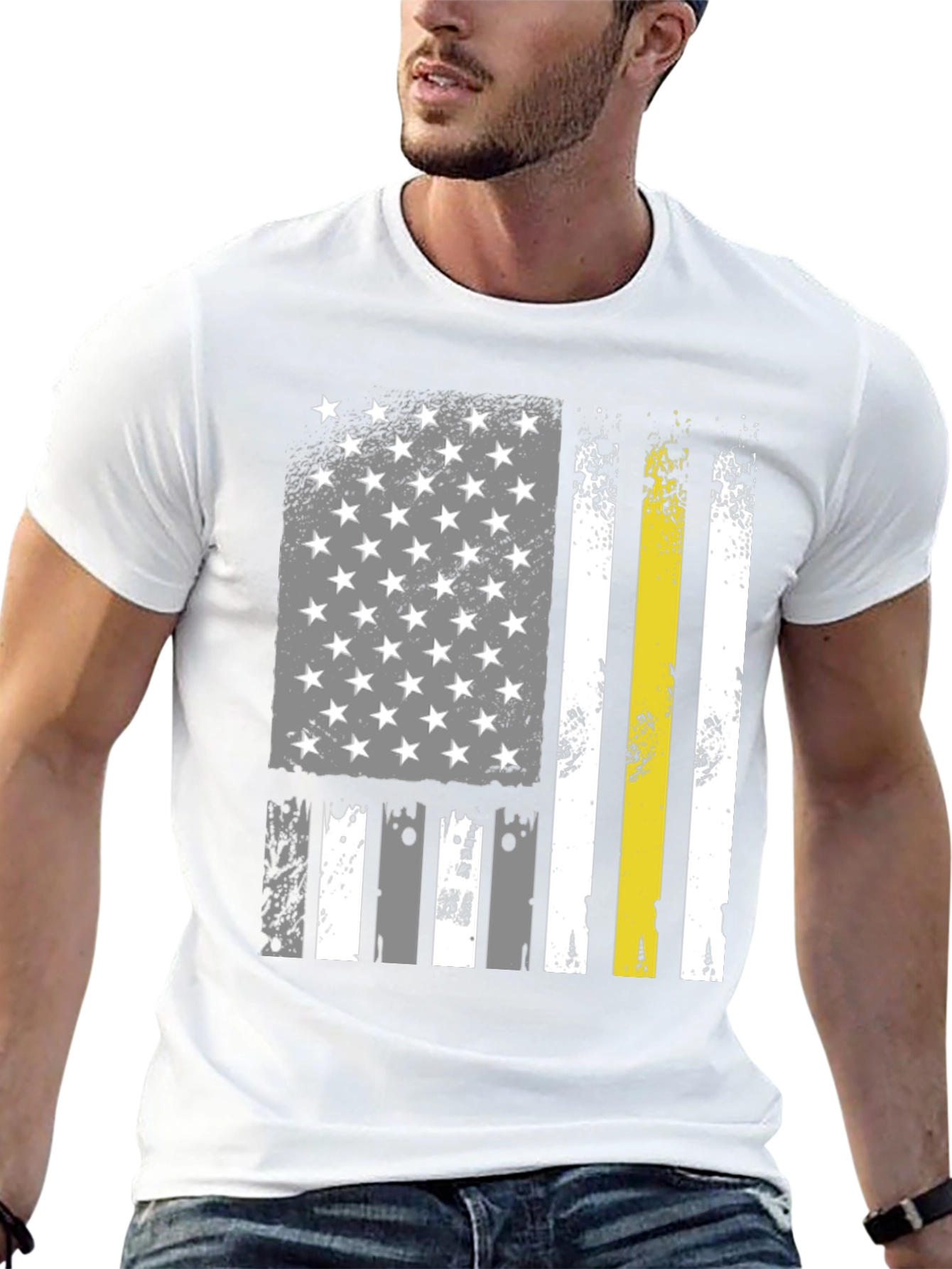 American Flag Thin Yellow Line Black T-Shirt