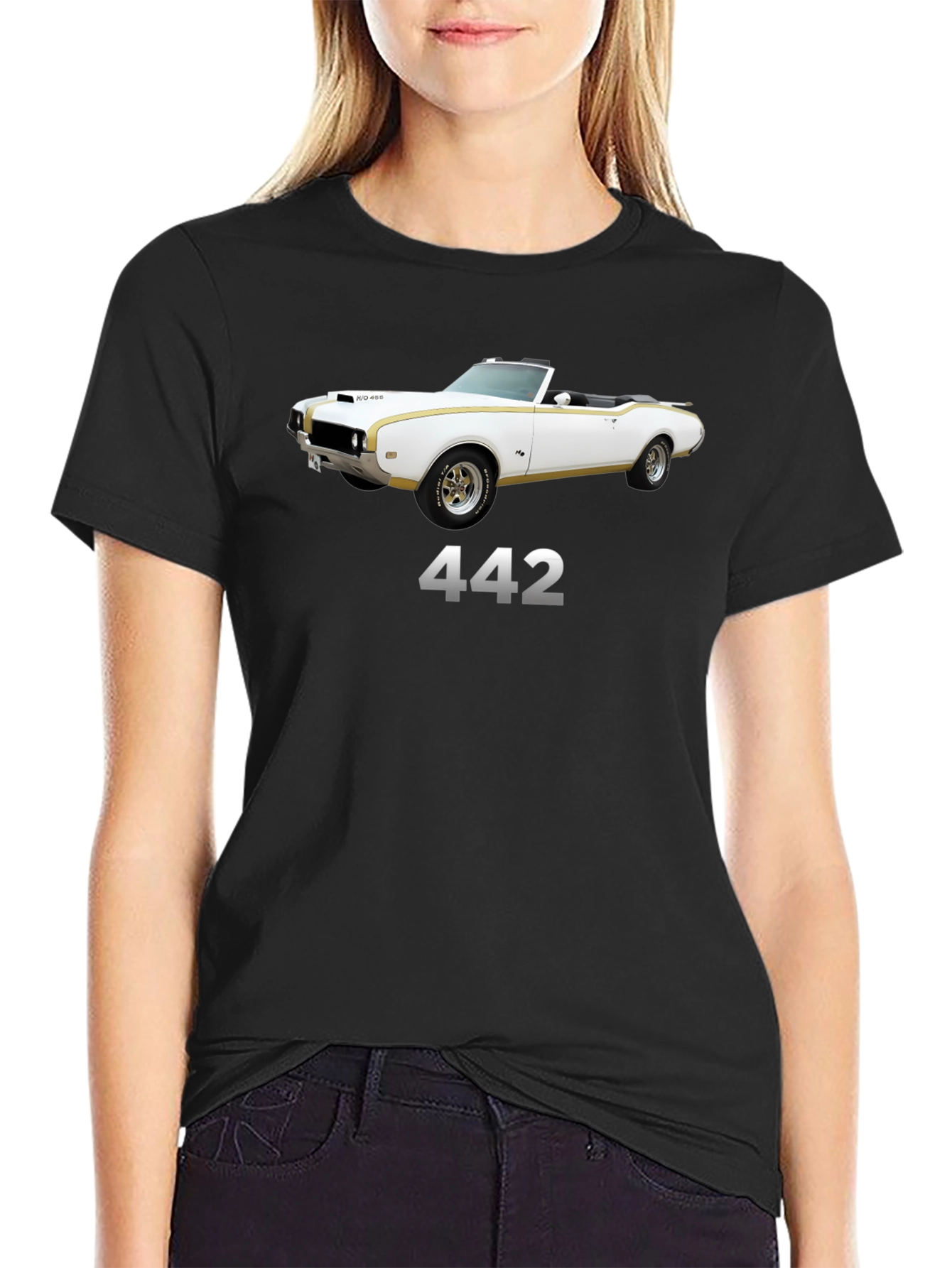 442 Classic Car Black T-Shirt