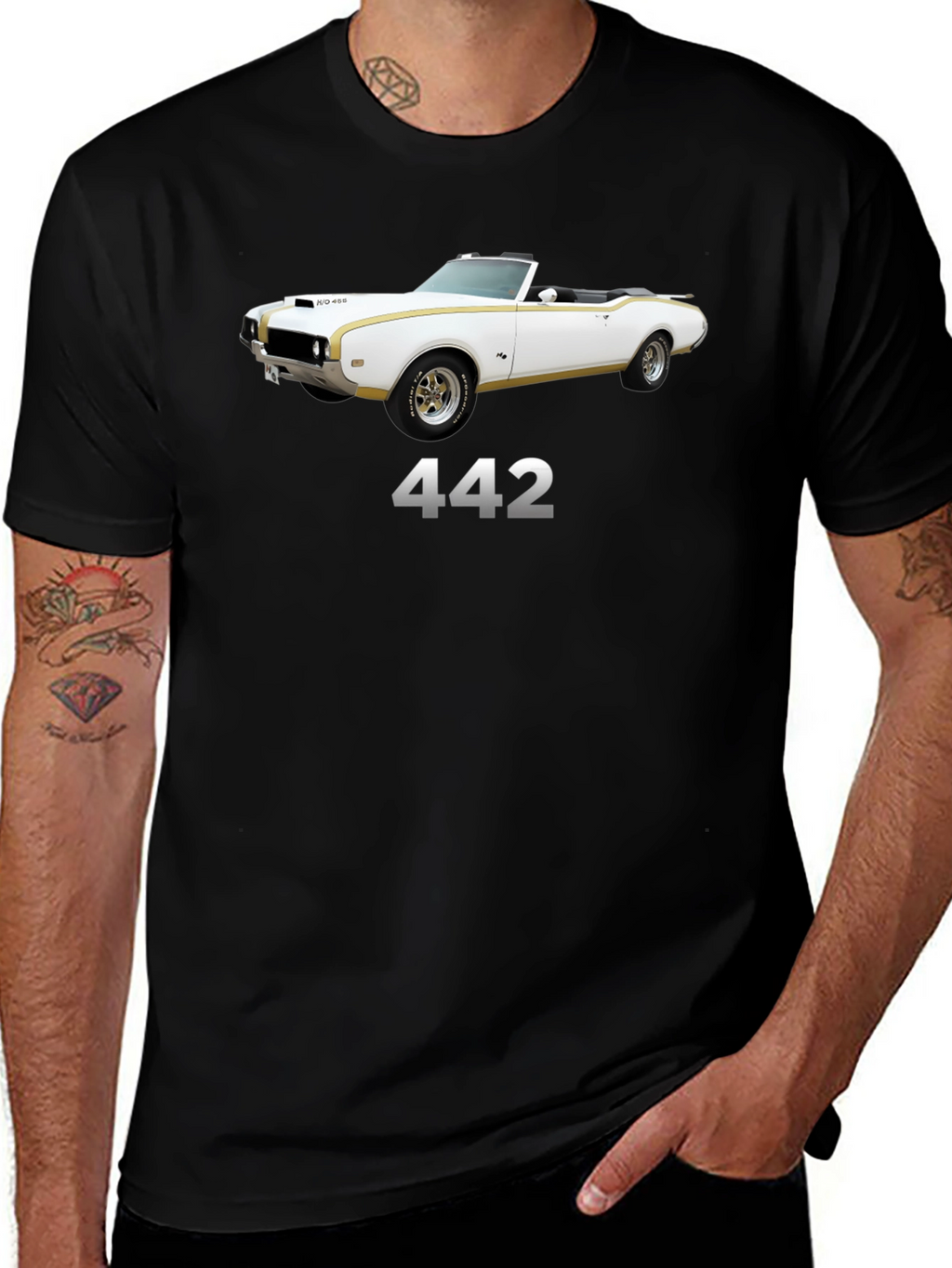 442 Classic Car Black T-Shirt