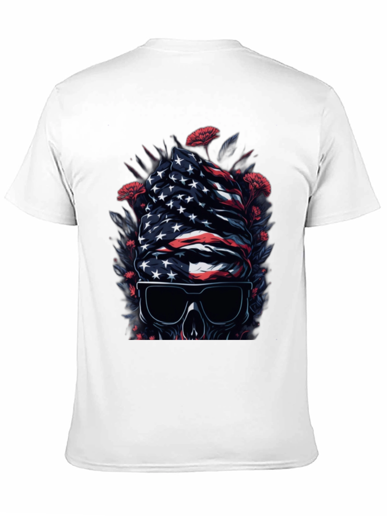 American Flag Skull Graphic Tee - Patriotic Style