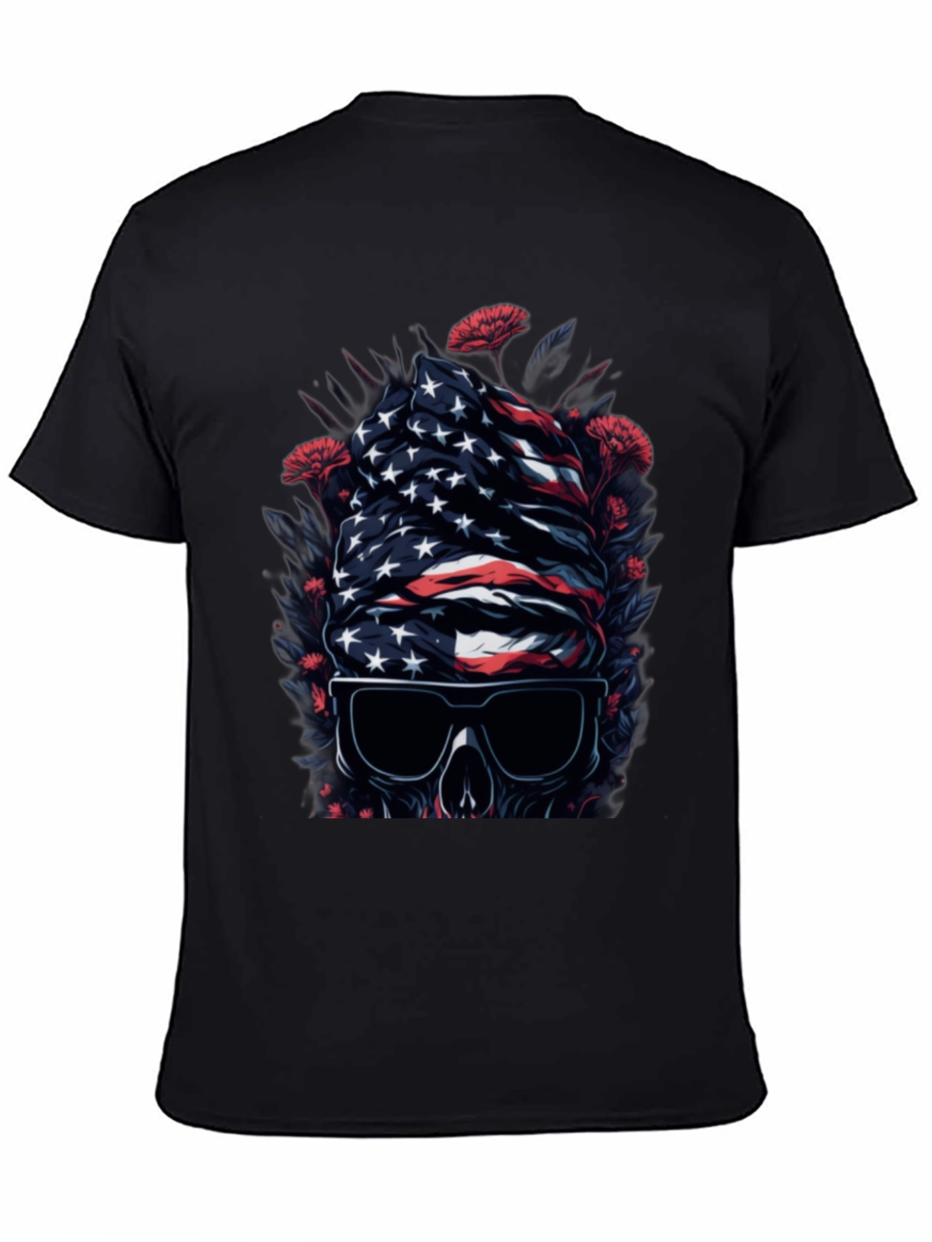 American Flag Skull Graphic Tee - Patriotic Style