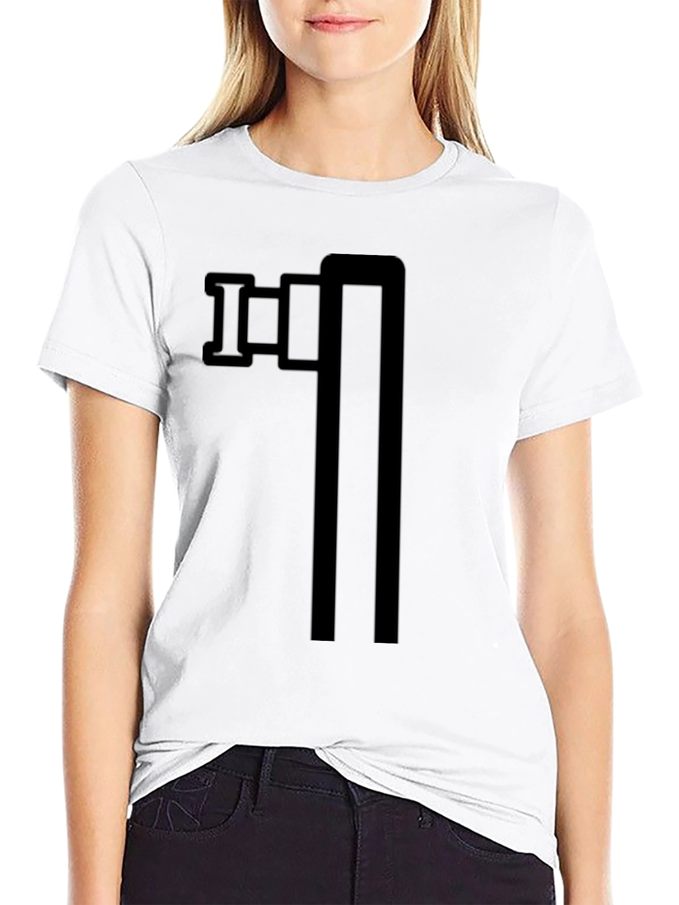 Abstract Symbol Graphic Tee - Black Cotton Blend