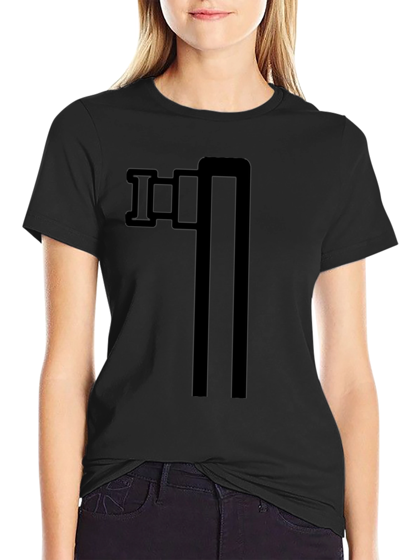 Abstract Symbol Graphic Tee - Black Cotton Blend