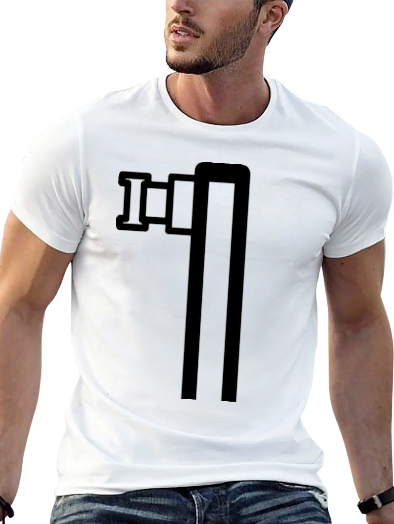 Abstract Symbol Graphic Tee - Black Cotton Blend