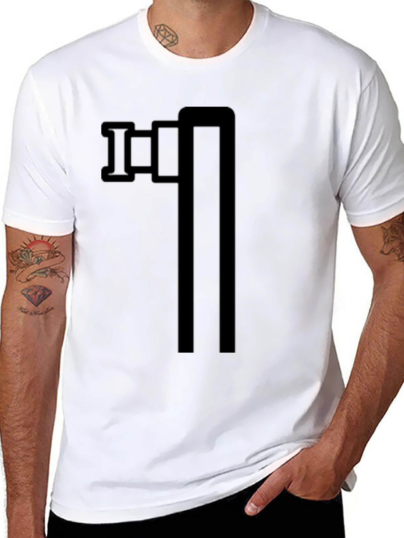 Abstract Symbol Graphic Tee - Black Cotton Blend