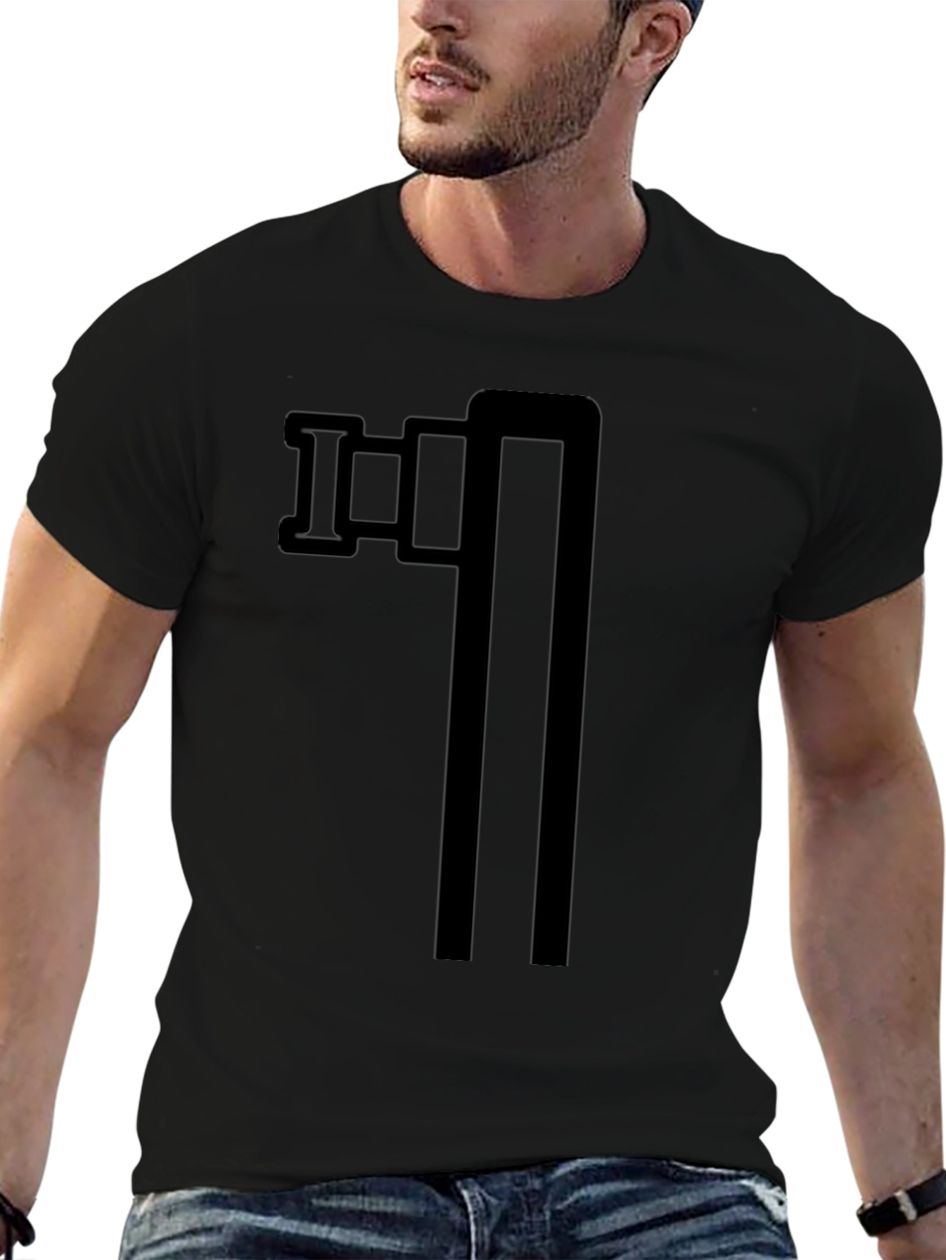 Abstract Symbol Graphic Tee - Black Cotton Blend