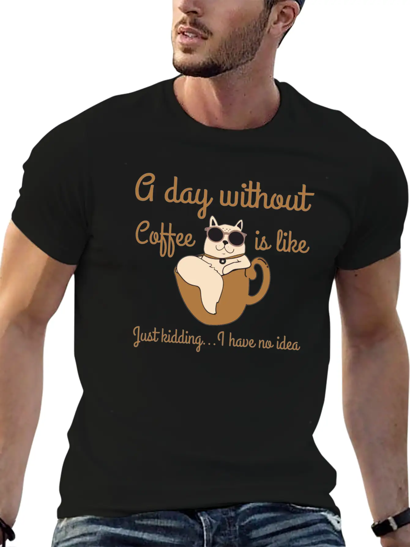 A Day Without Coffee Is Like... Breathable Soft Cotton T-Shirt – Timeless Casual Look