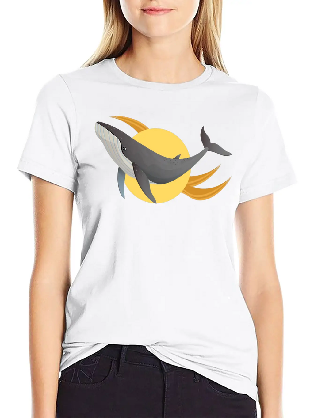 A Distinctive Whale With A Modern Design Classic Crew Neck Graphic Tee – Everyday Minimal Look