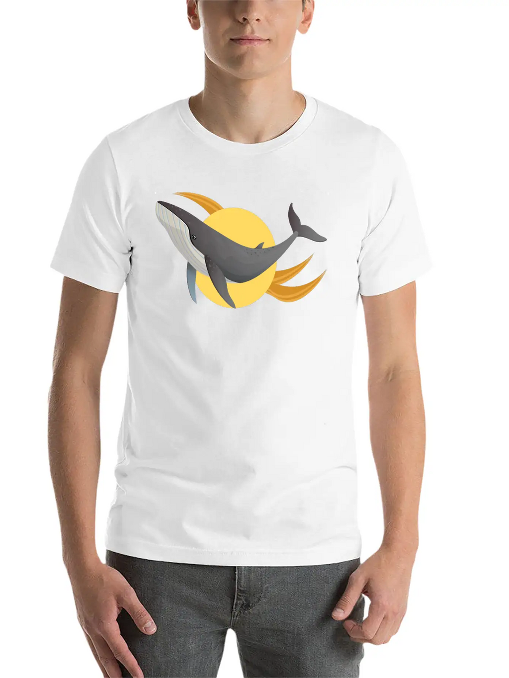 A Distinctive Whale With A Modern Design Classic Crew Neck Graphic Tee – Everyday Minimal Look