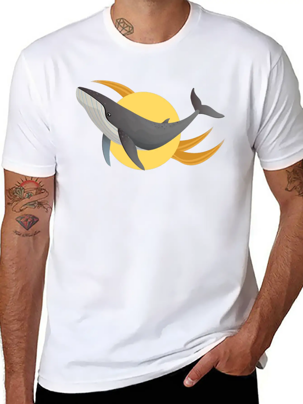 A Distinctive Whale With A Modern Design Classic Crew Neck Graphic Tee – Everyday Minimal Look