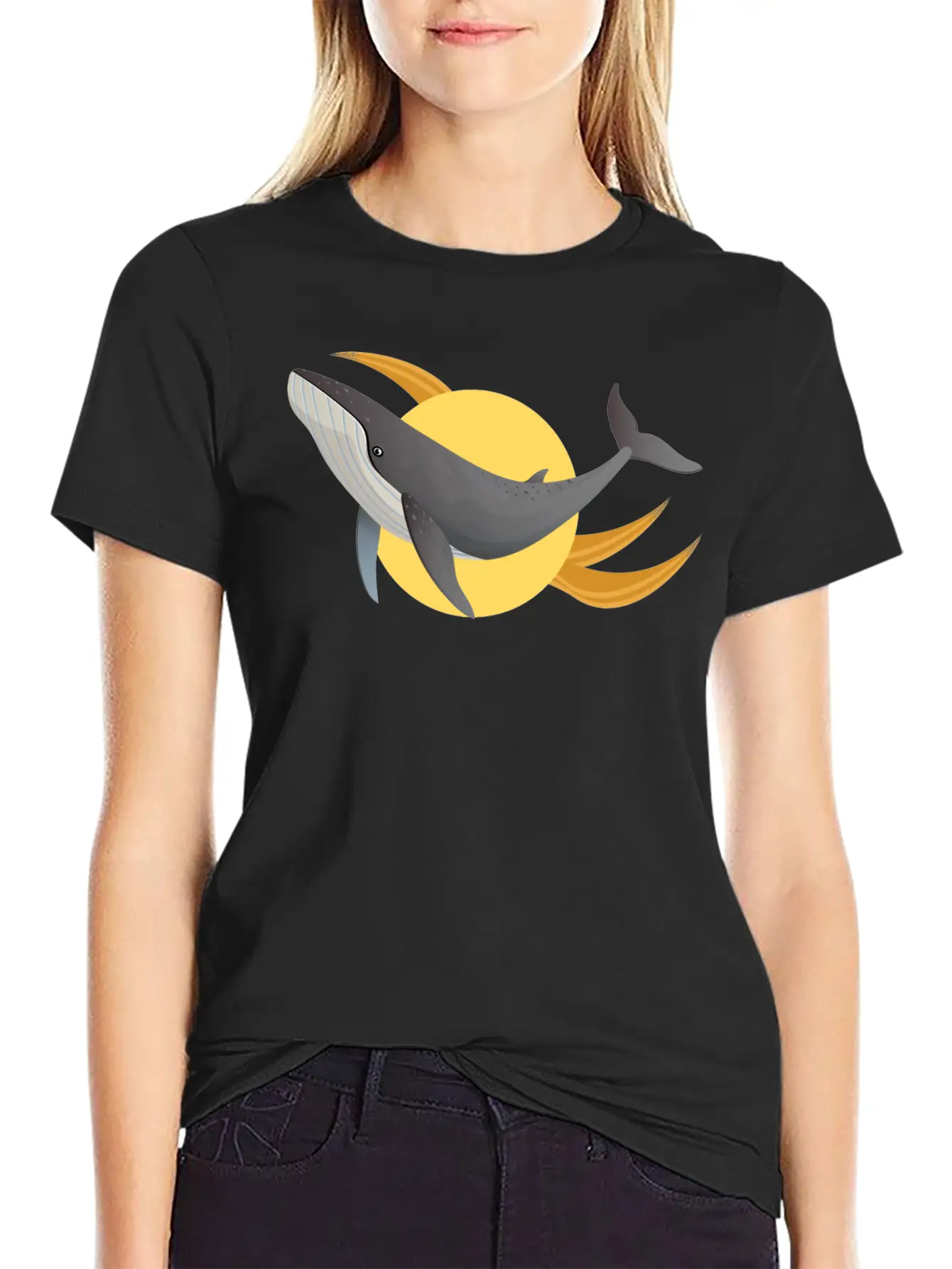 A Distinctive Whale With A Modern Design Classic Crew Neck Graphic Tee – Everyday Minimal Look