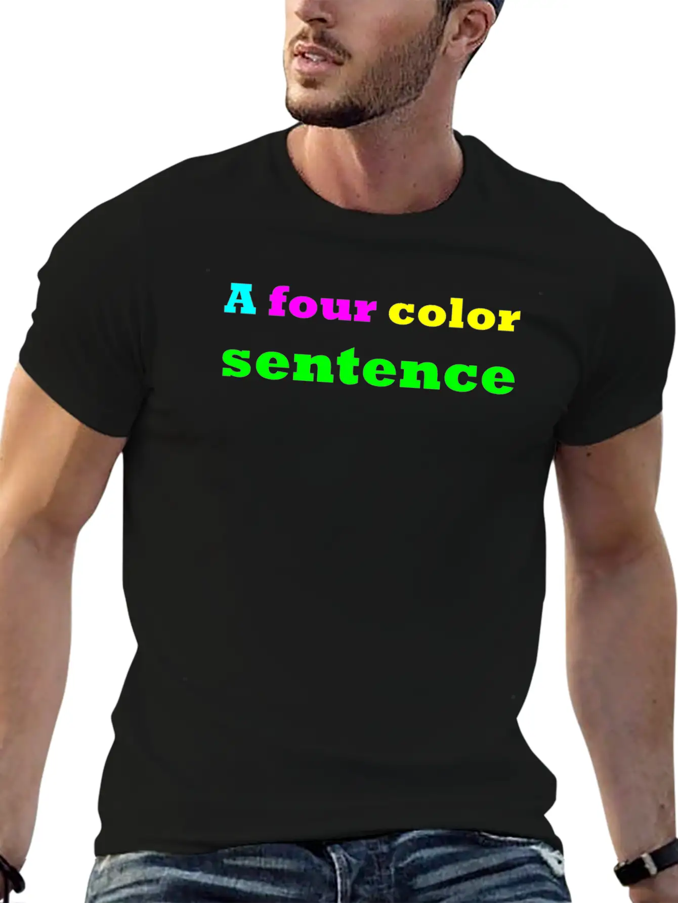 A Four Color Sentence Simple Everyday Graphic Tee – Lightweight Summer Wear
