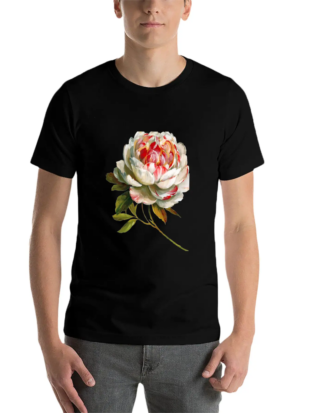 A Lovely White Rose Red Inside Lightweight Cotton T-Shirt – Daily Comfort Graphic Shirt