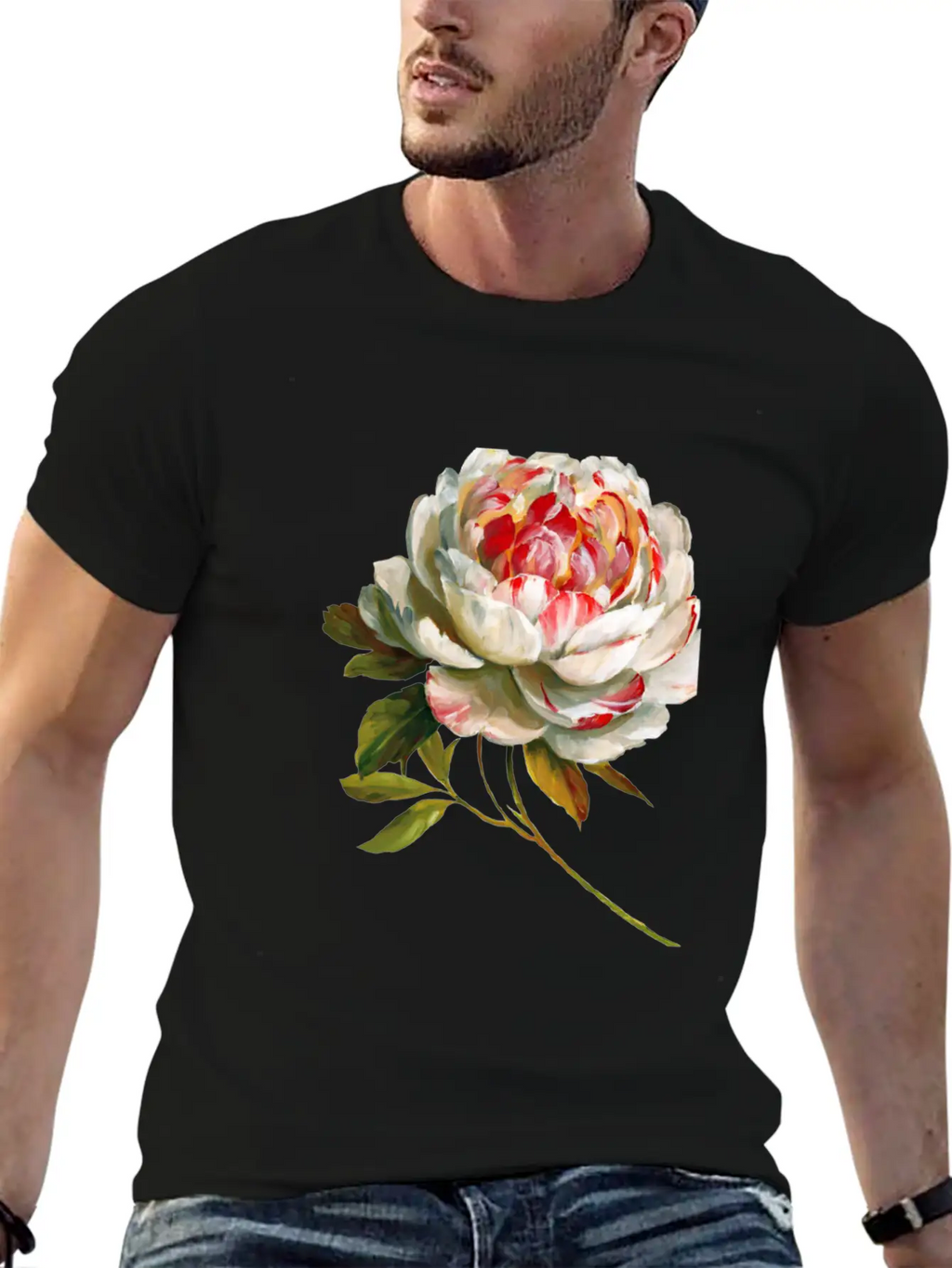 A Lovely White Rose Red Inside Lightweight Cotton T-Shirt – Daily Comfort Graphic Shirt