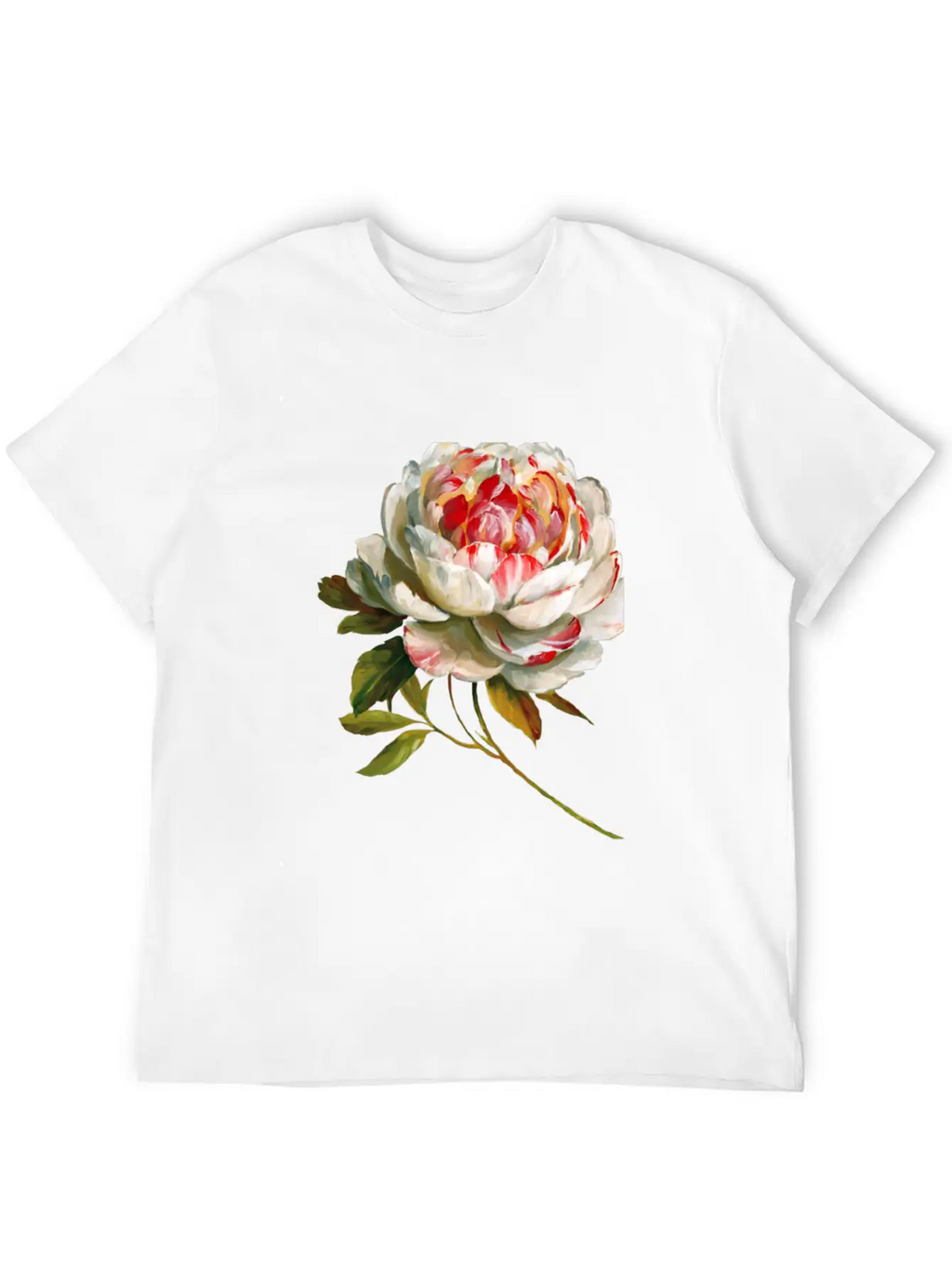 A Lovely White Rose Red Inside Lightweight Cotton T-Shirt – Daily Comfort Graphic Shirt