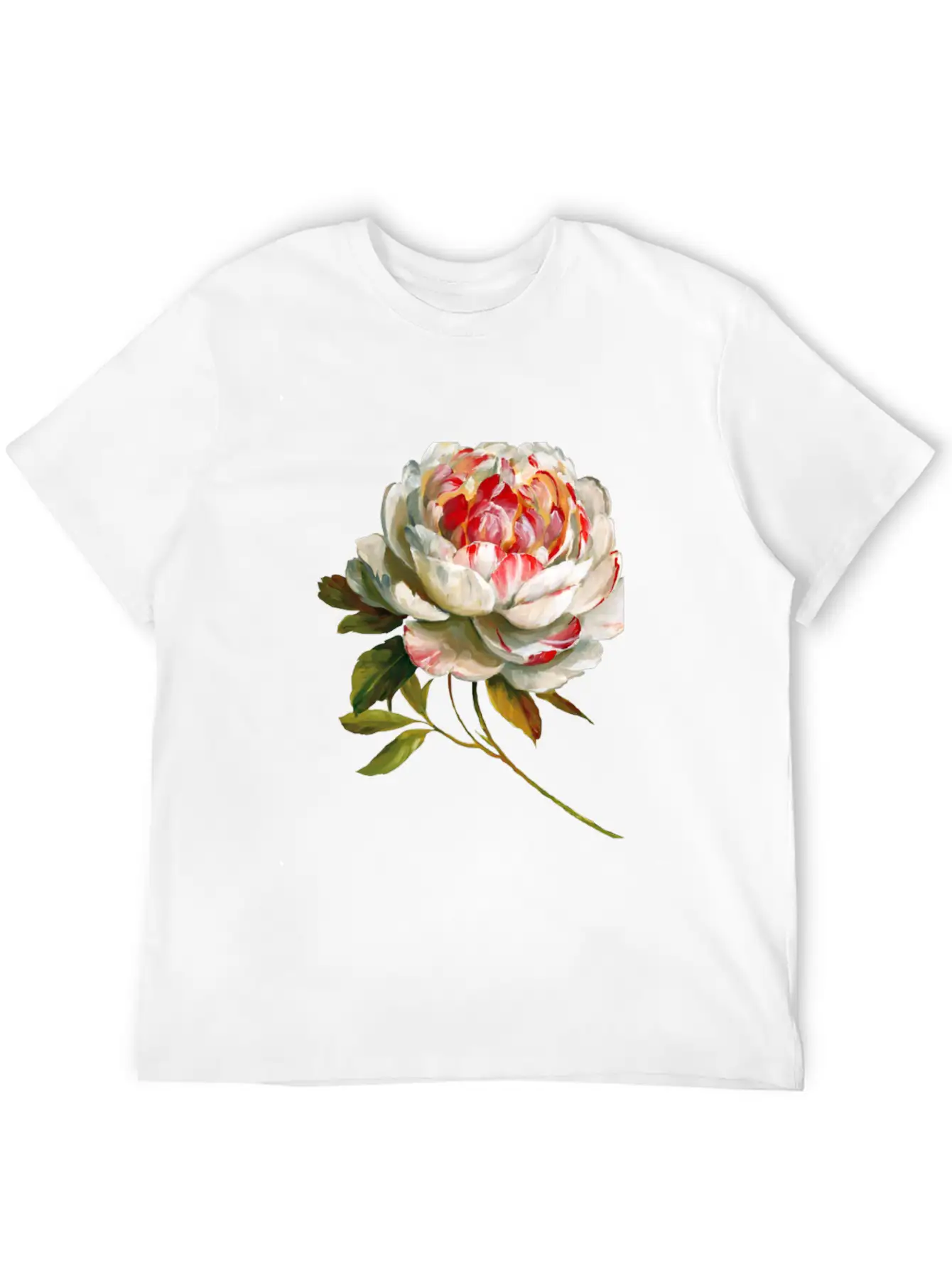 A Lovely White Rose Red Inside Lightweight Cotton T-Shirt – Daily Comfort Graphic Shirt