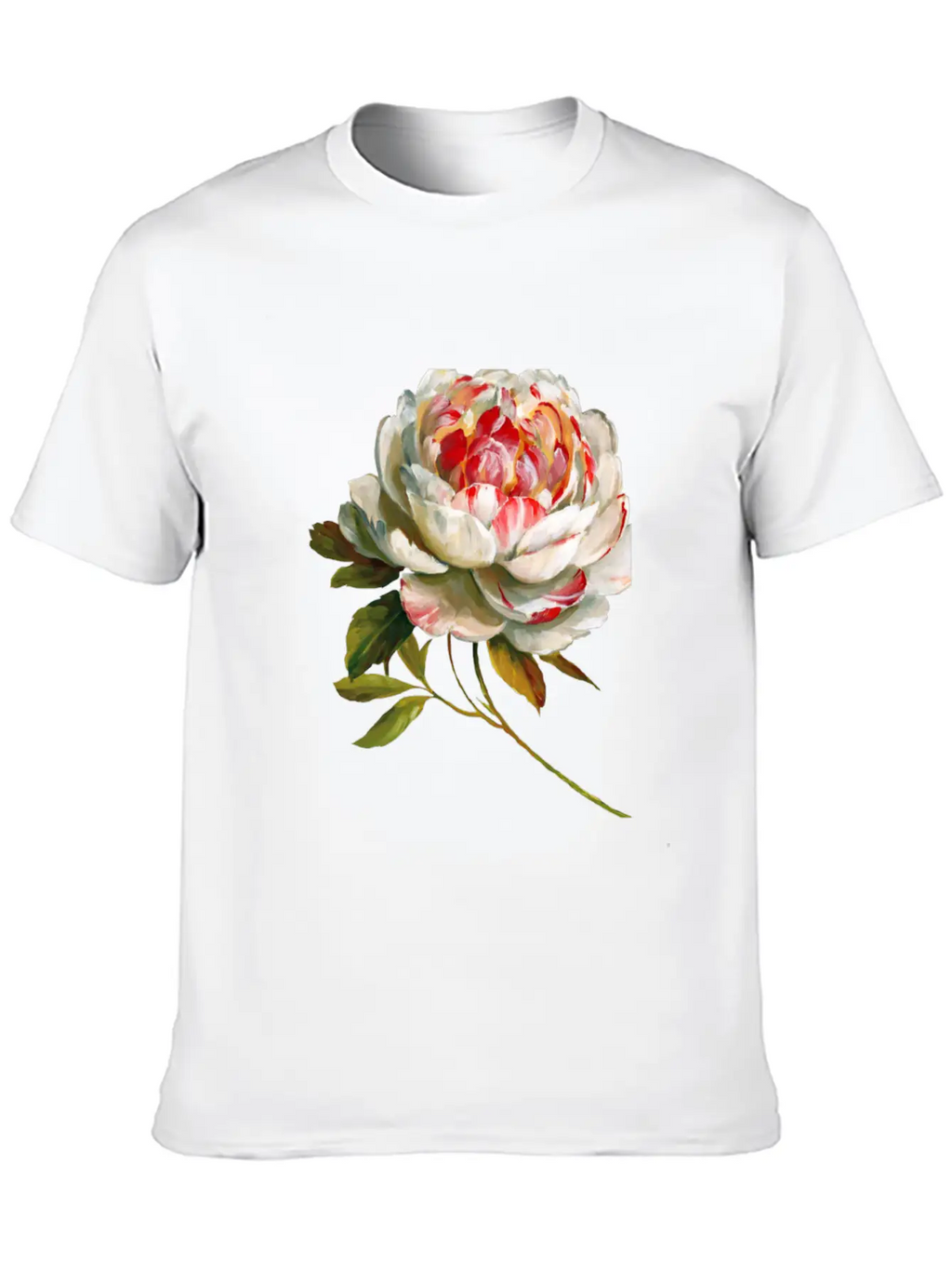 A Lovely White Rose Red Inside Lightweight Cotton T-Shirt – Daily Comfort Graphic Shirt
