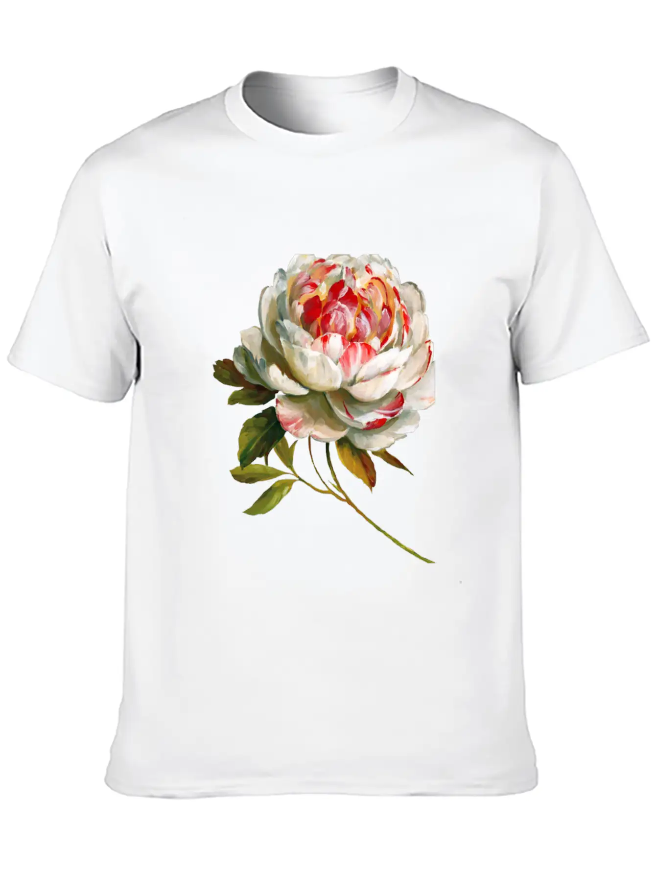 A Lovely White Rose Red Inside Lightweight Cotton T-Shirt – Daily Comfort Graphic Shirt