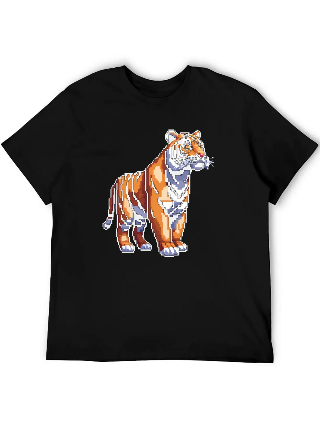 A Pixel Art Of A Tiger Classic Fit Graphic Tee For Daily Comfort – Unisex Cotton Shirt
