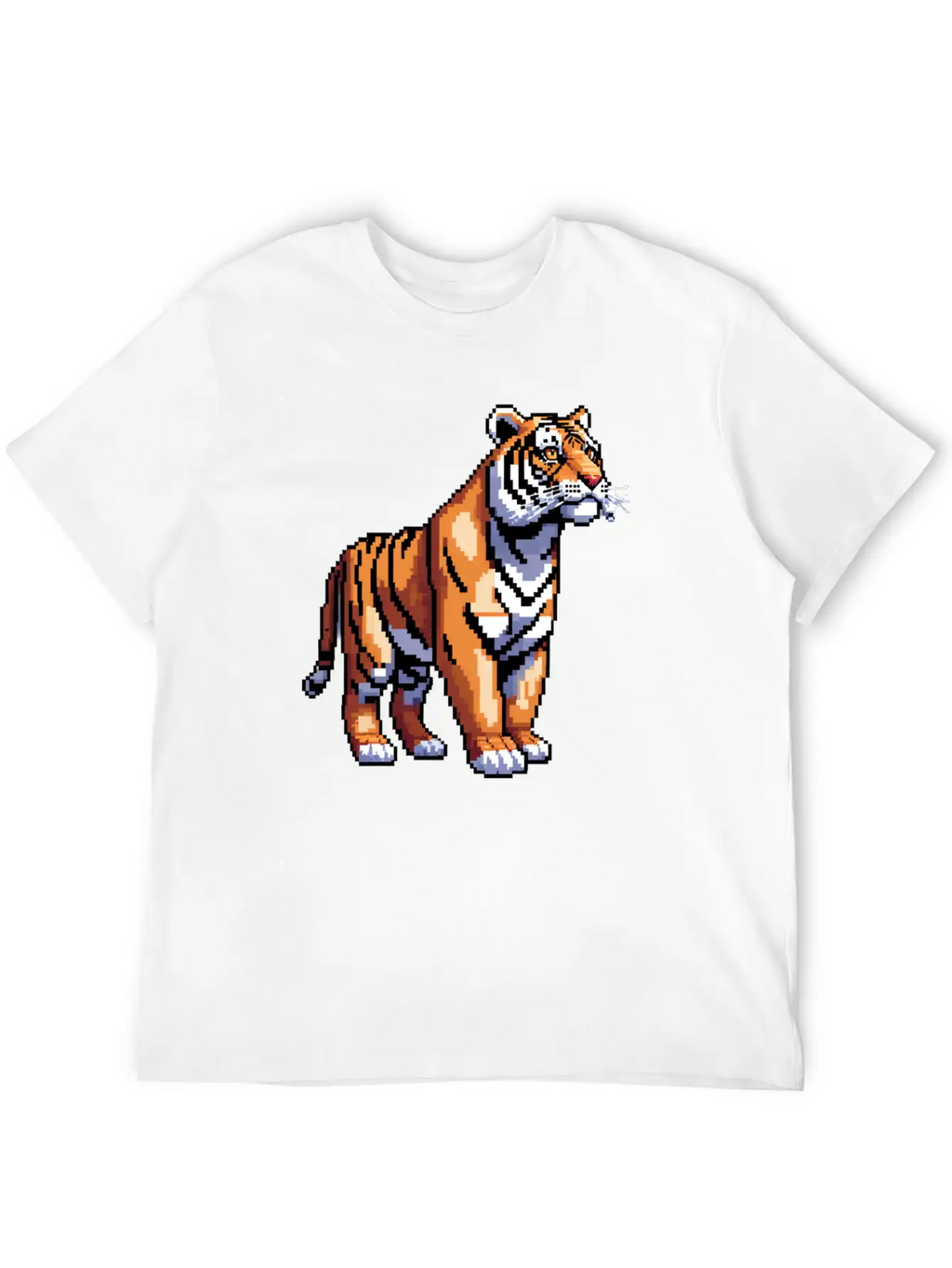 A Pixel Art Of A Tiger Classic Fit Graphic Tee For Daily Comfort – Unisex Cotton Shirt