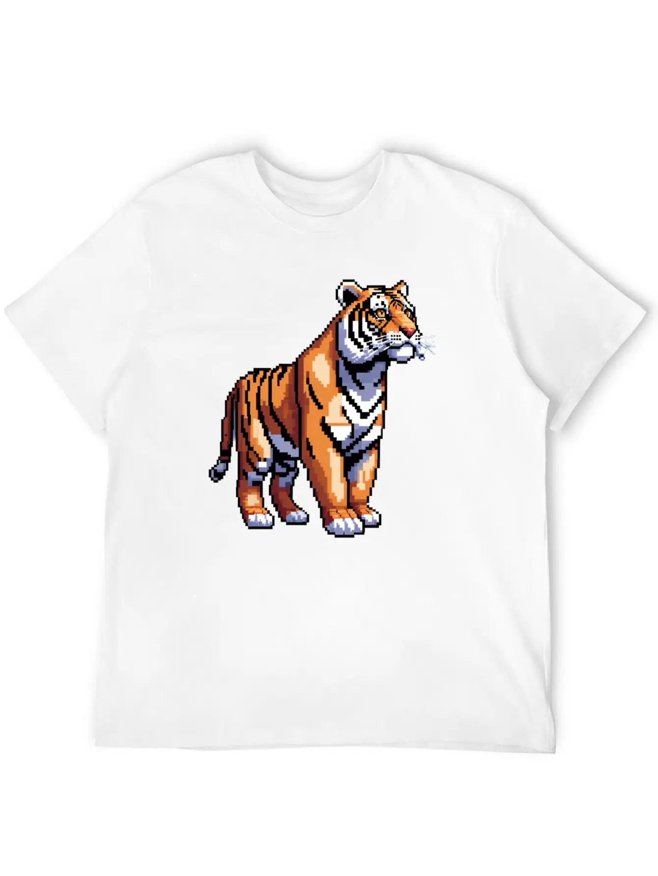 A Pixel Art Of A Tiger Classic Fit Graphic Tee For Daily Comfort – Unisex Cotton Shirt