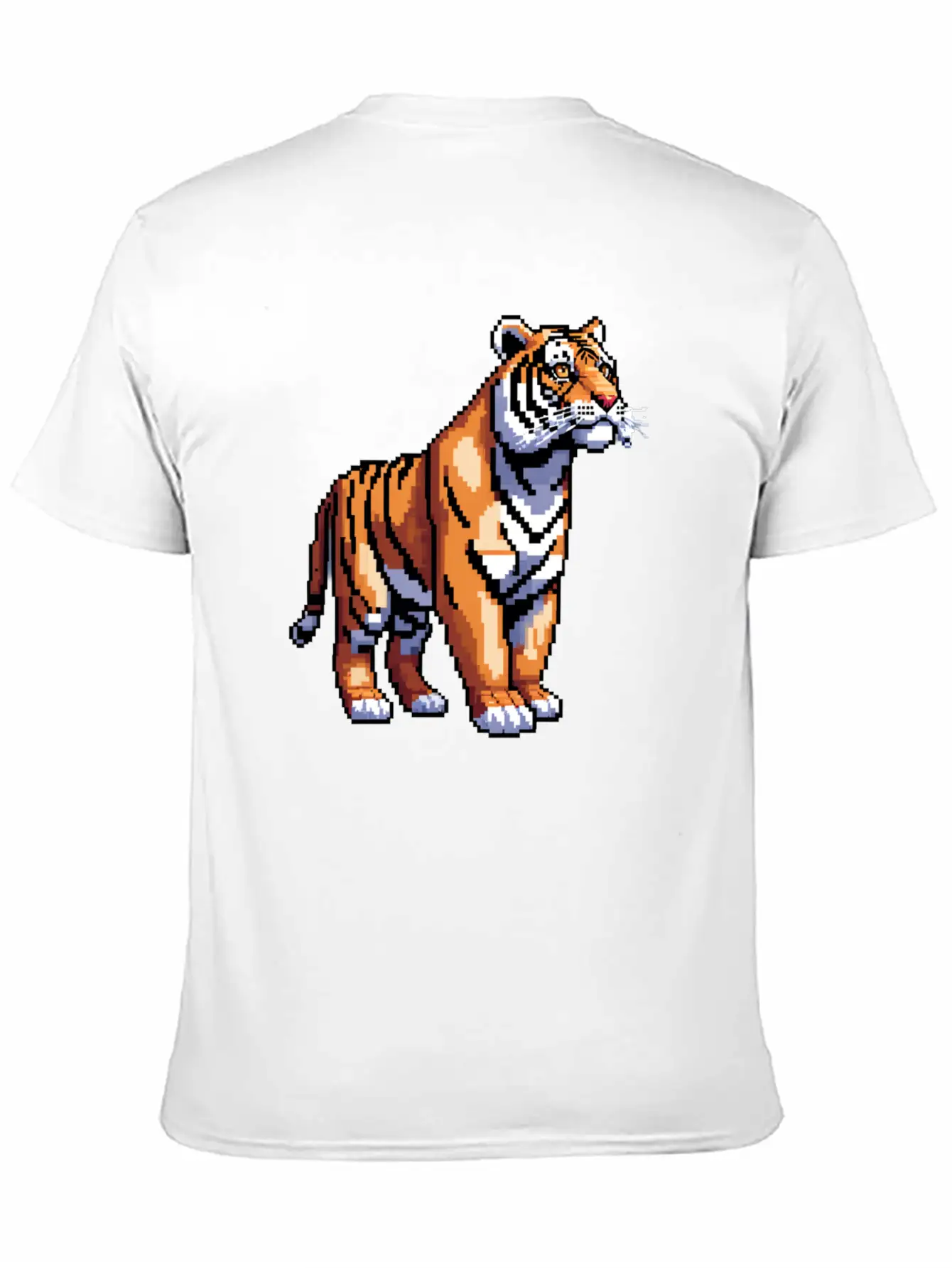 A Pixel Art Of A Tiger Classic Fit Graphic Tee For Daily Comfort – Unisex Cotton Shirt