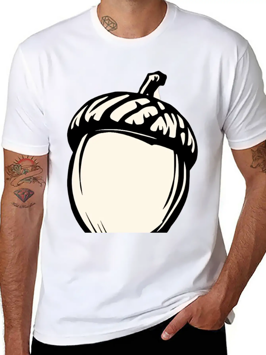 A Single Acorn In Black And White Classic Fit Graphic Tee For Daily Comfort – Unisex Cotton Shirt