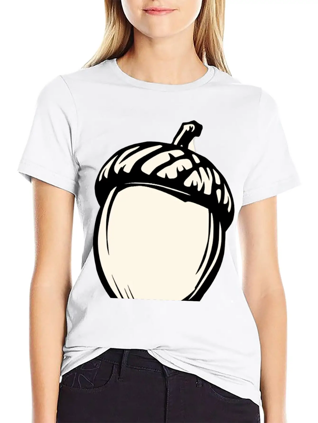 A Single Acorn In Black And White Classic Fit Graphic Tee For Daily Comfort – Unisex Cotton Shirt