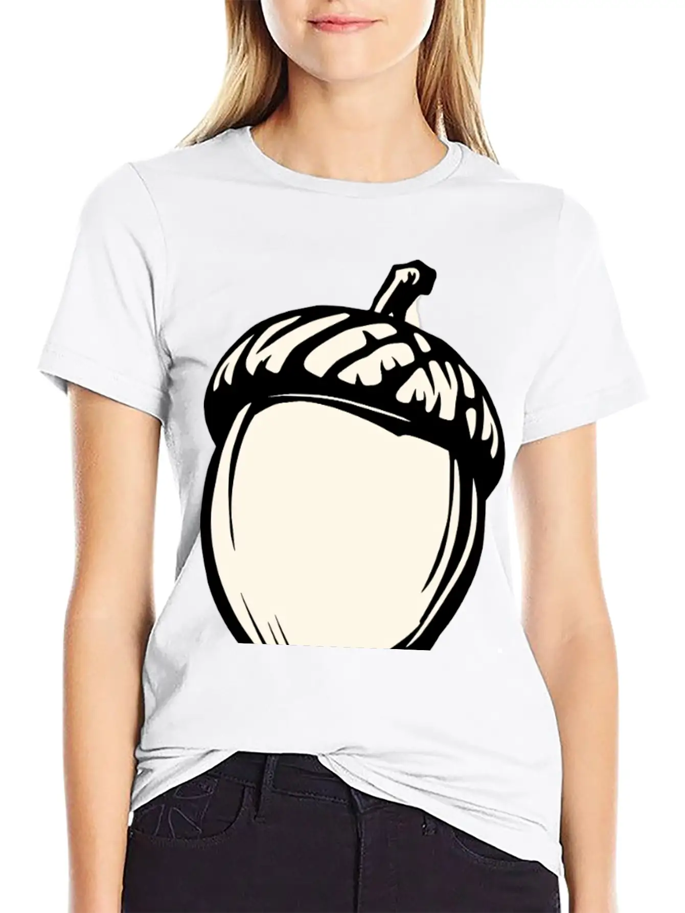 A Single Acorn In Black And White Classic Fit Graphic Tee For Daily Comfort – Unisex Cotton Shirt