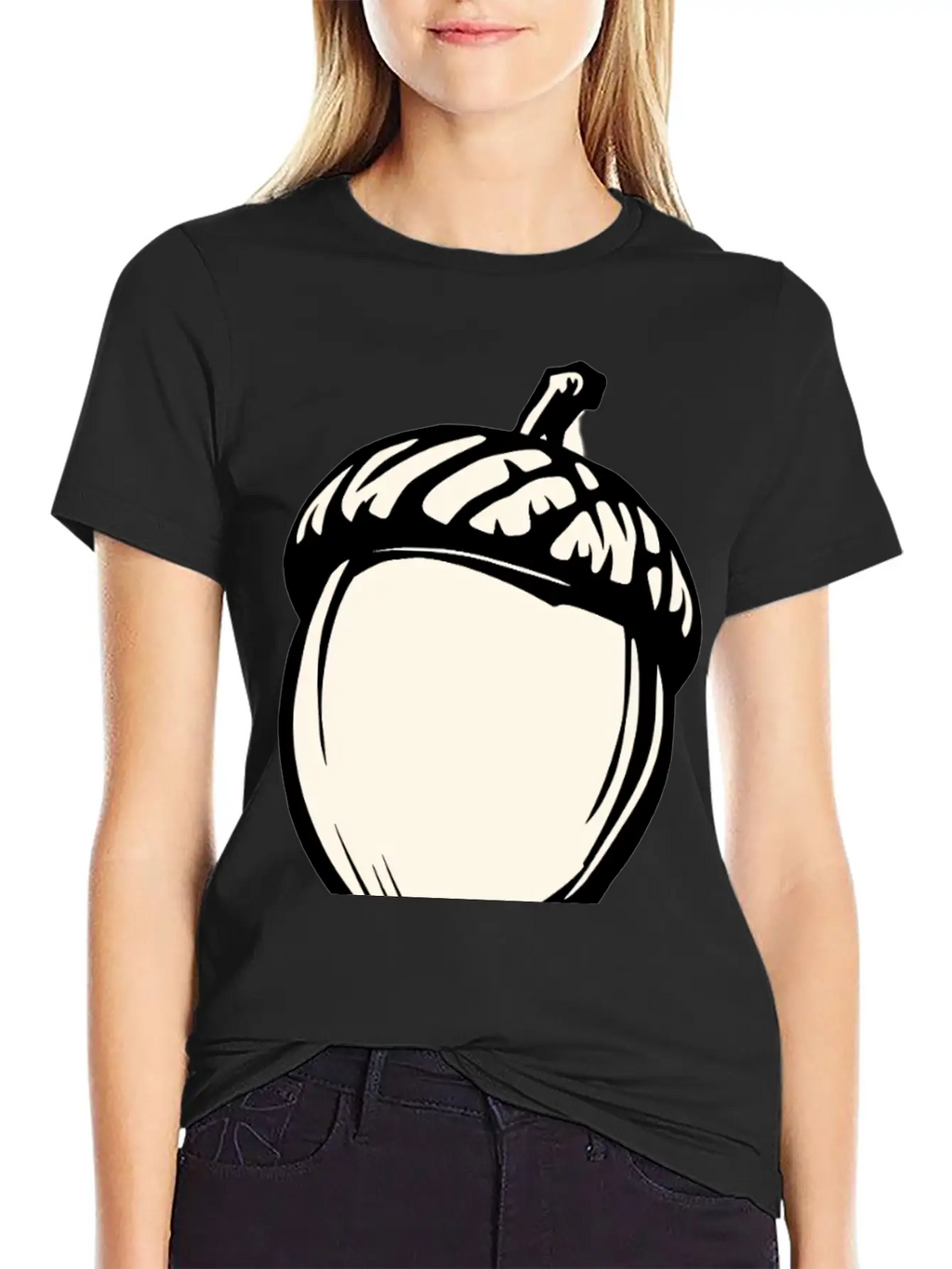 A Single Acorn In Black And White Classic Fit Graphic Tee For Daily Comfort – Unisex Cotton Shirt
