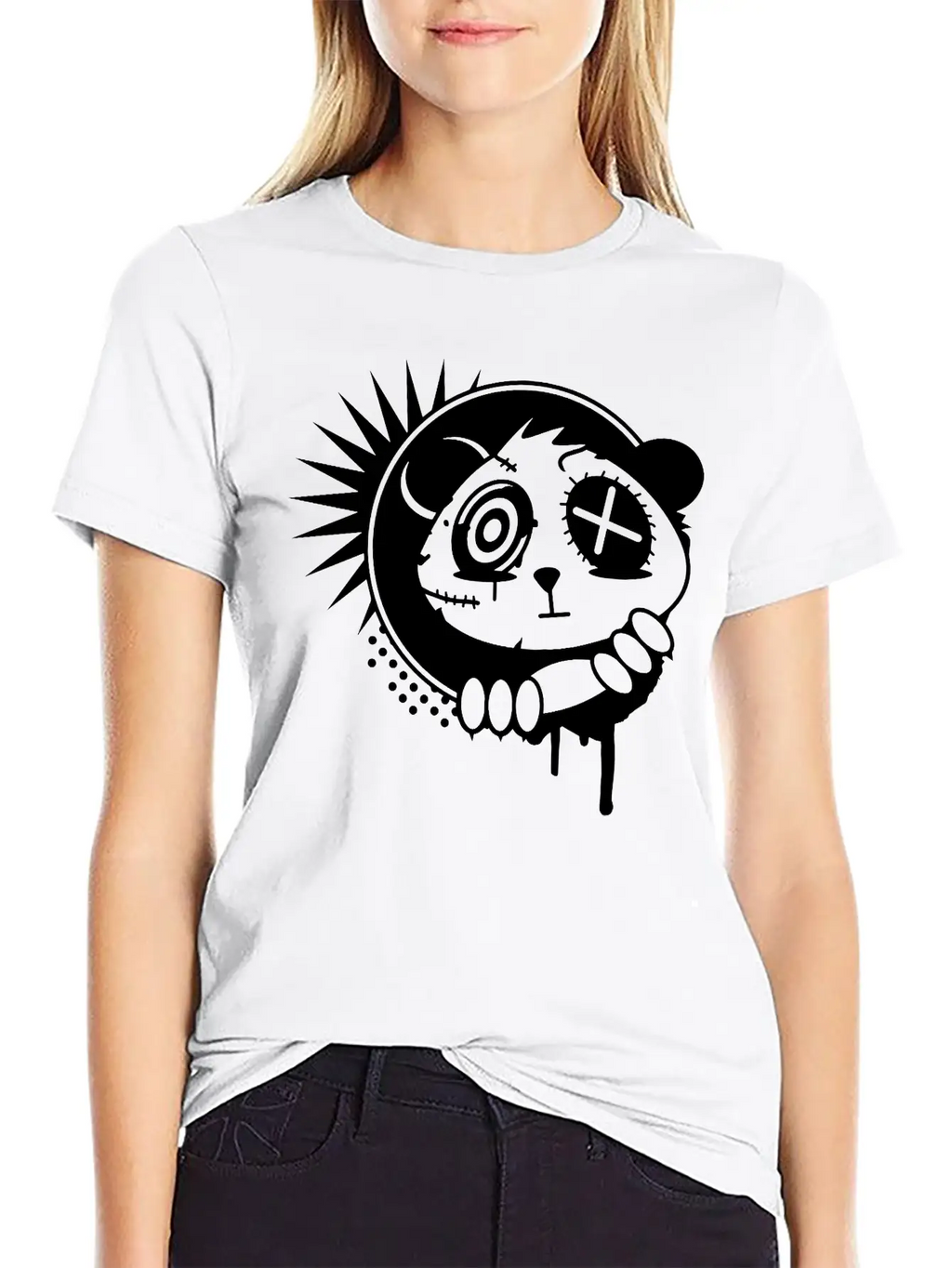 A Sticker With Panda Bear Head Unisex Casual T-Shirt – Clean Design For Daily Comfort