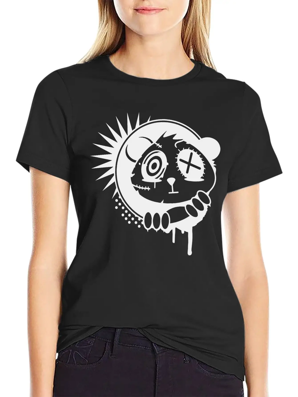 A Sticker With Panda Bear Head Unisex Casual T-Shirt – Clean Design For Daily Comfort