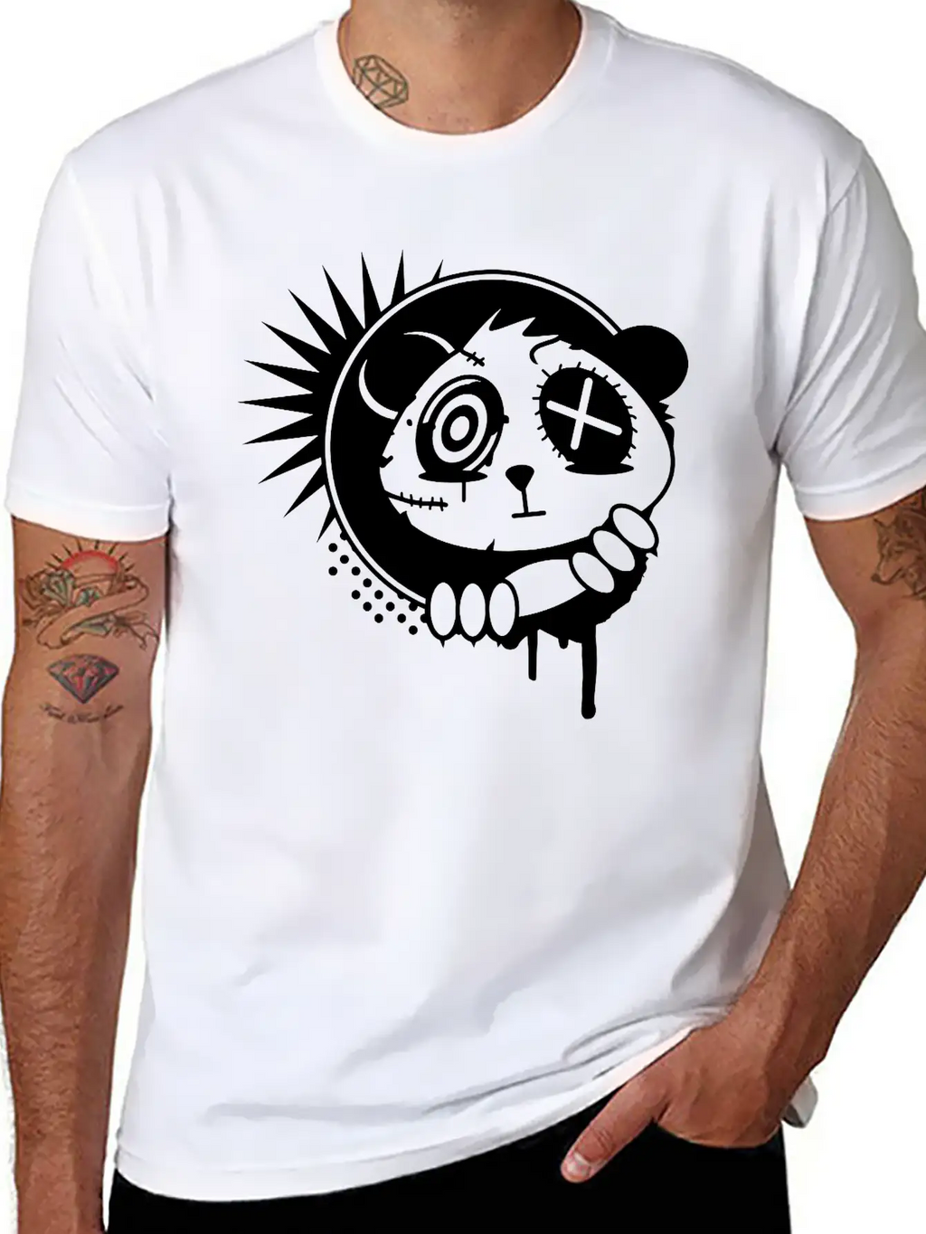 A Sticker With Panda Bear Head Unisex Casual T-Shirt – Clean Design For Daily Comfort