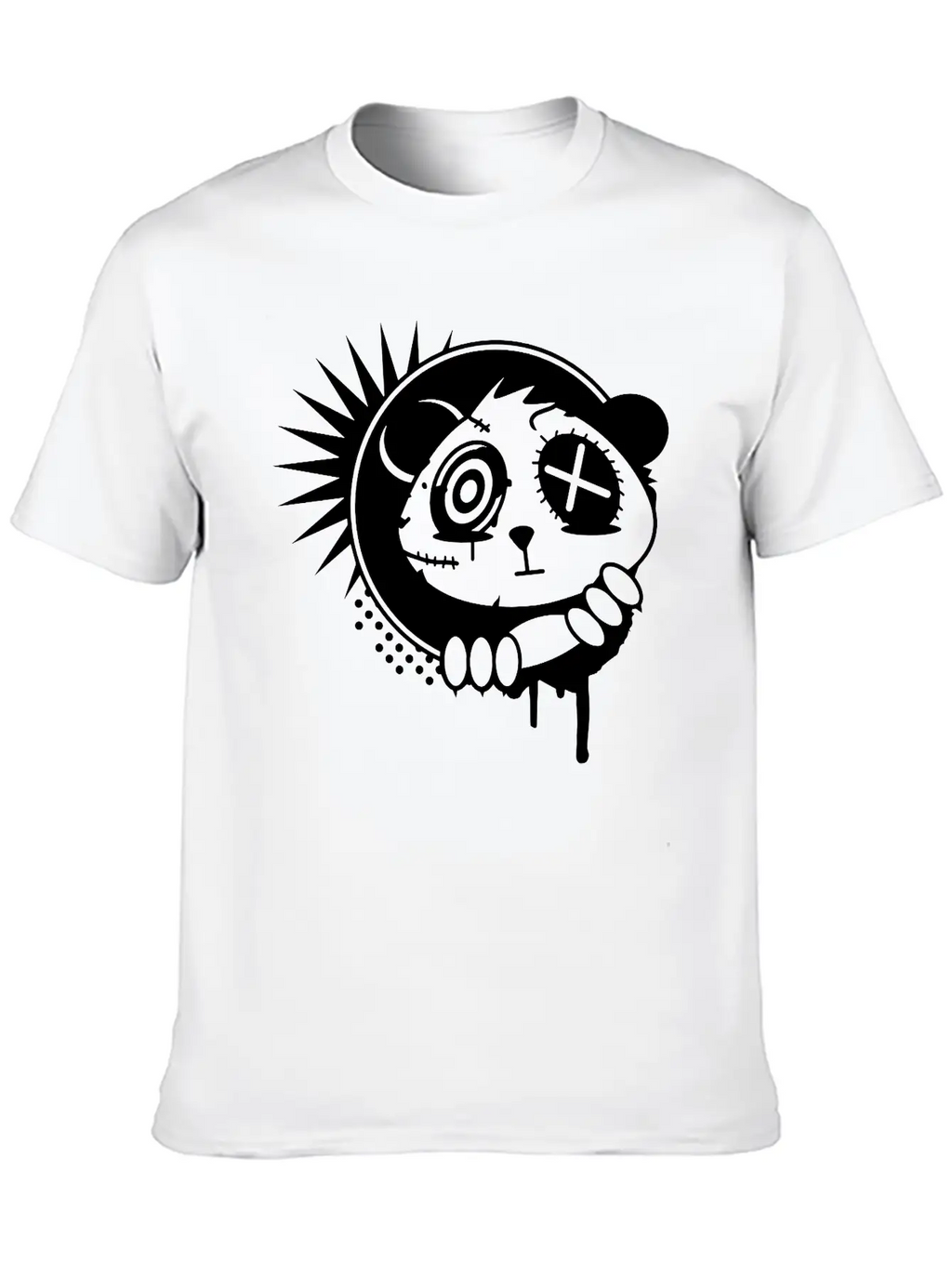 A Sticker With Panda Bear Head Unisex Casual T-Shirt – Clean Design For Daily Comfort