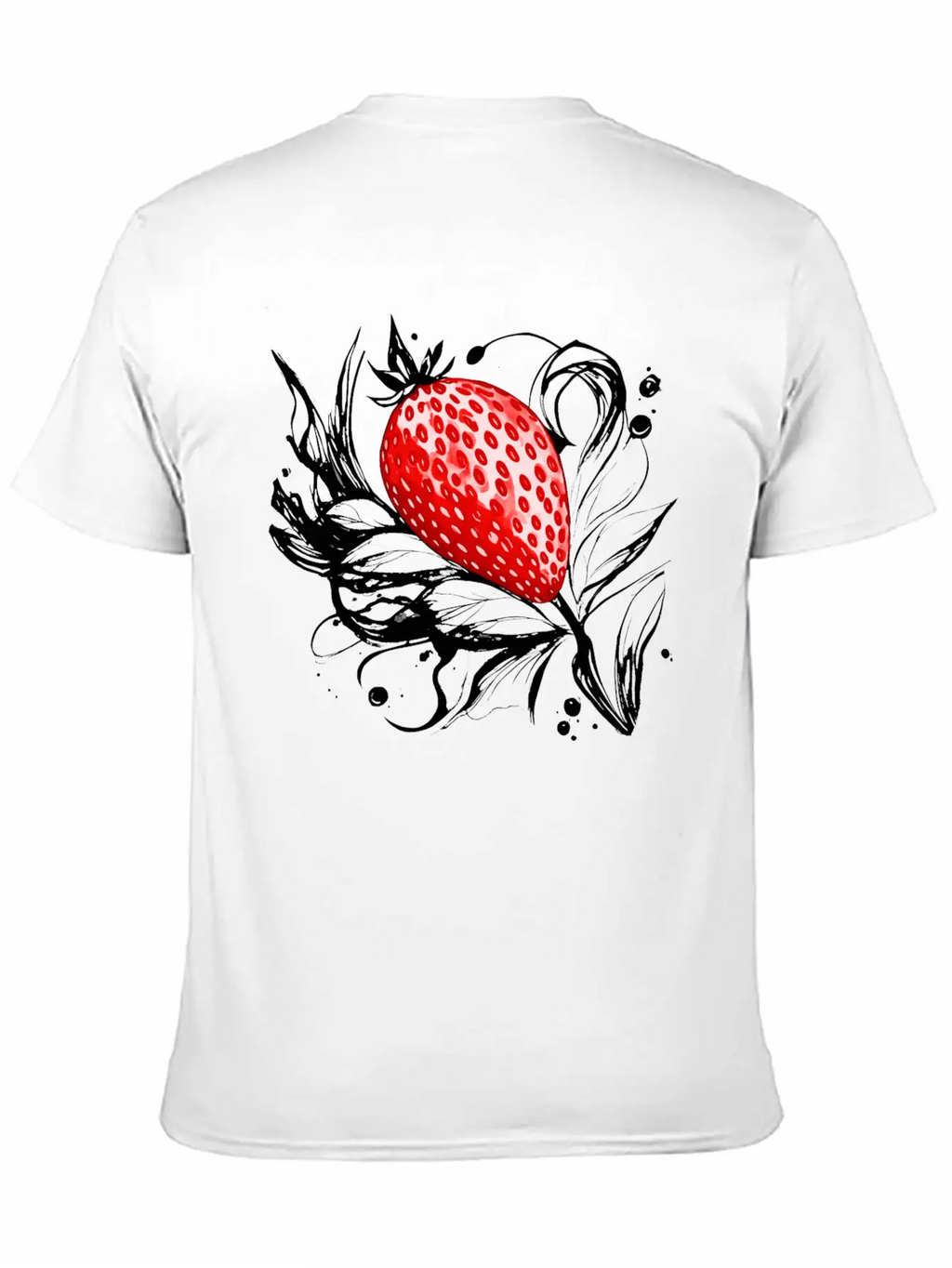 A Strawberry Ink Drawing Simple Everyday Graphic Tee – Lightweight Summer Wear