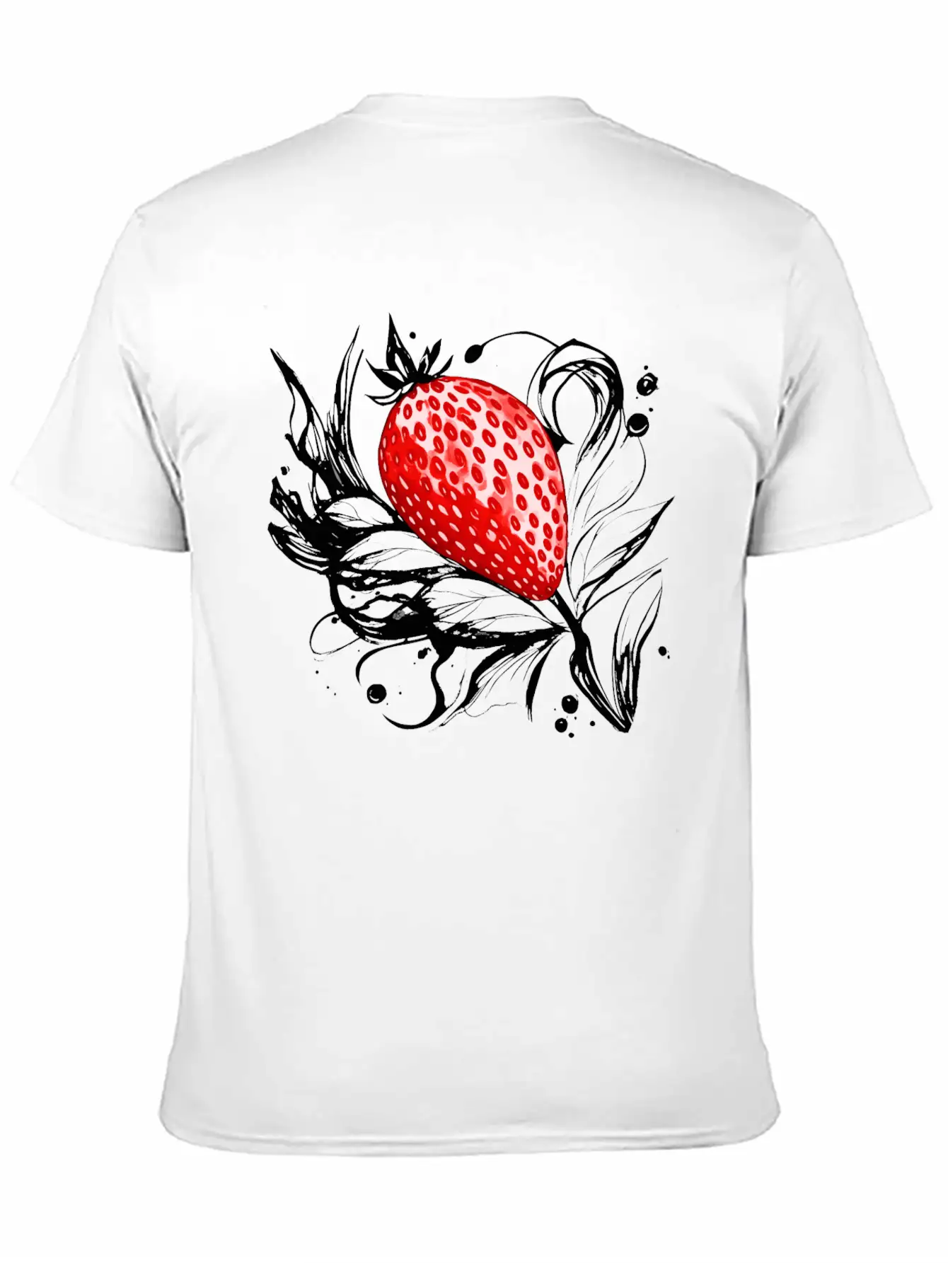 A Strawberry Ink Drawing Simple Everyday Graphic Tee – Lightweight Summer Wear