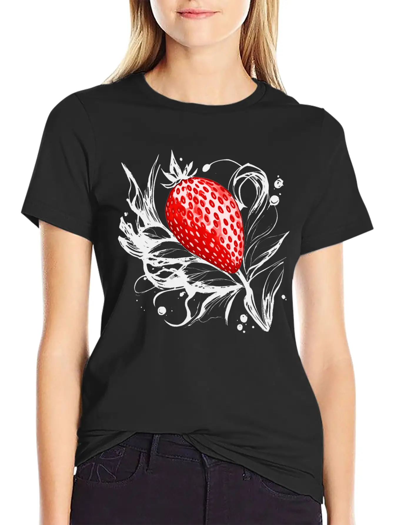 A Strawberry Ink Drawing Simple Everyday Graphic Tee – Lightweight Summer Wear
