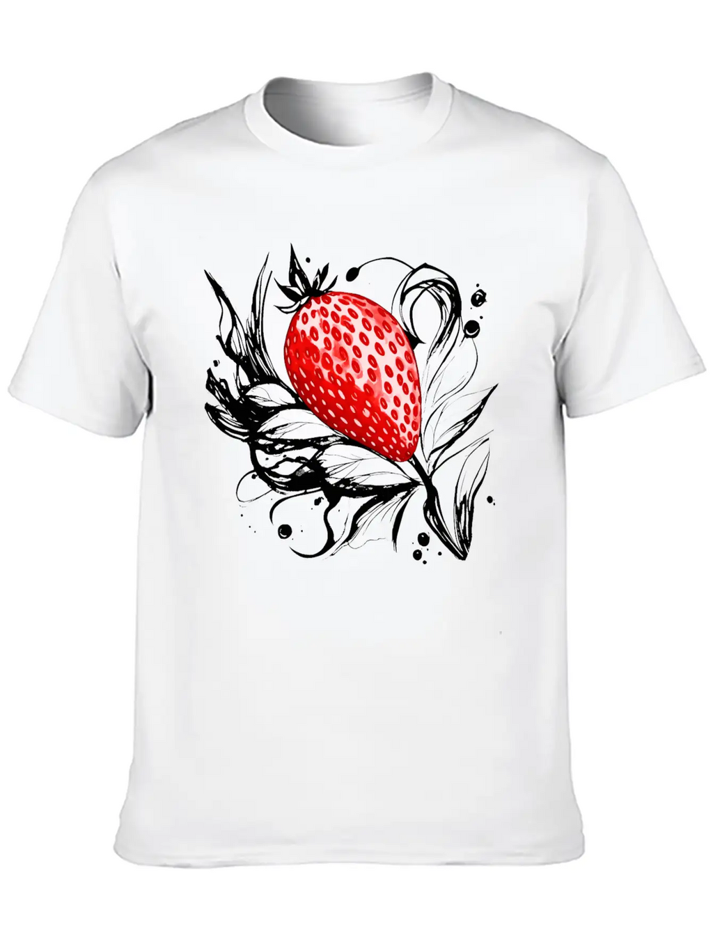 A Strawberry Ink Drawing Simple Everyday Graphic Tee – Lightweight Summer Wear