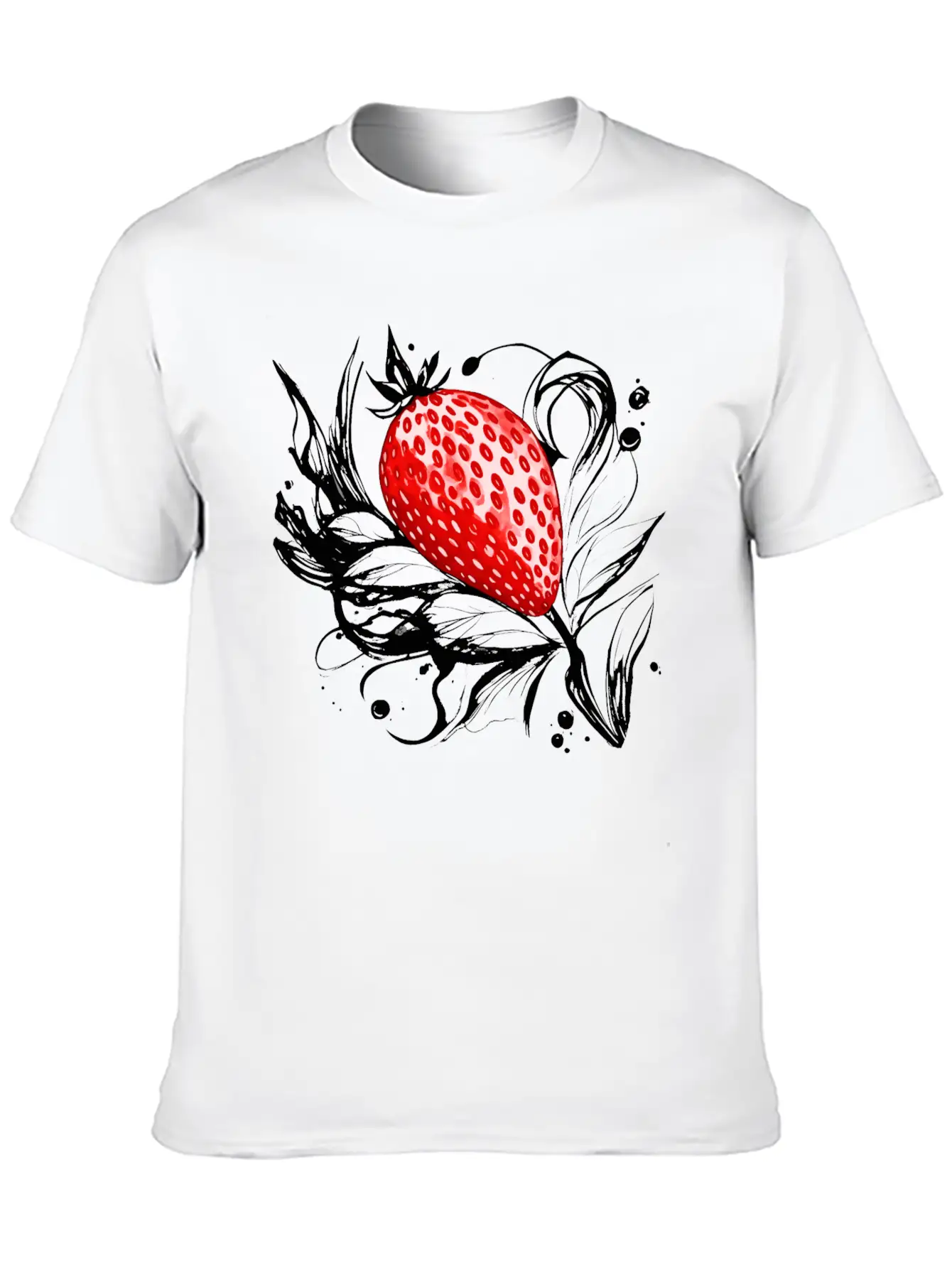 A Strawberry Ink Drawing Simple Everyday Graphic Tee – Lightweight Summer Wear