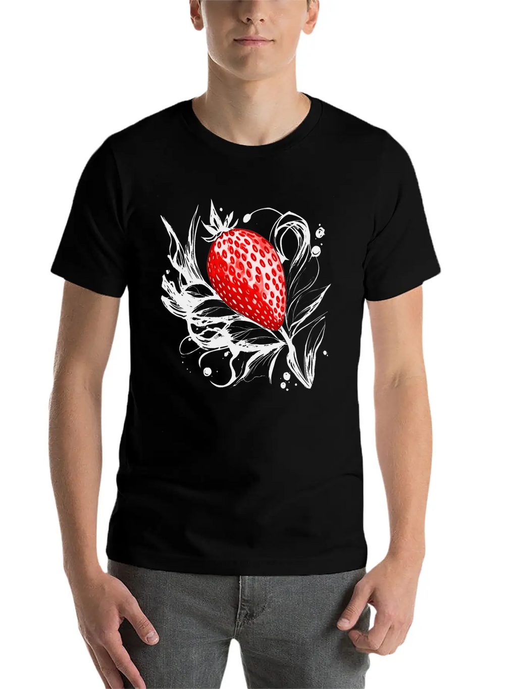 A Strawberry Ink Drawing Simple Everyday Graphic Tee – Lightweight Summer Wear