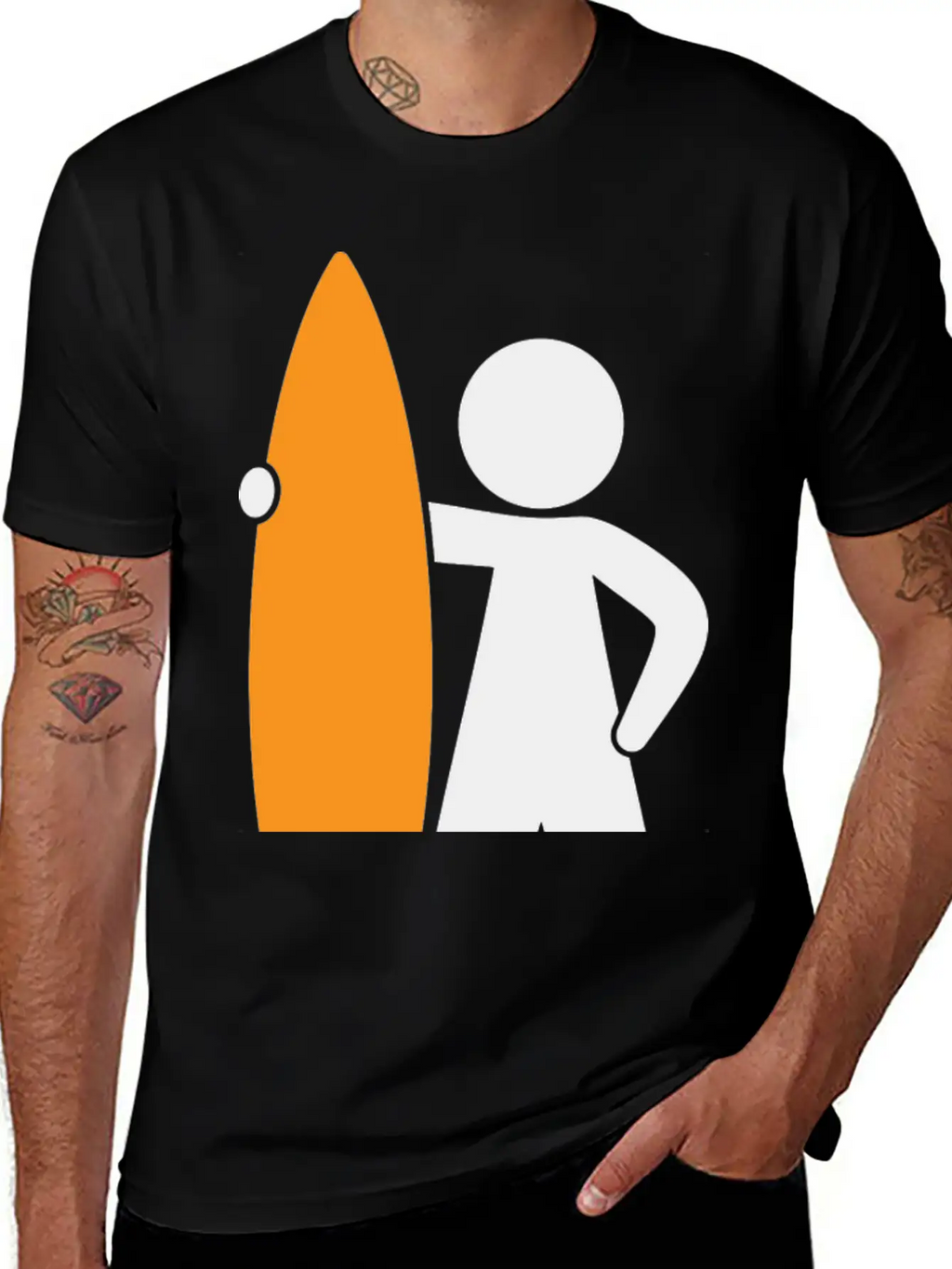 A Surfer With His Surfboard Timeless Short Sleeve Tee – Comfy And Minimalist Design
