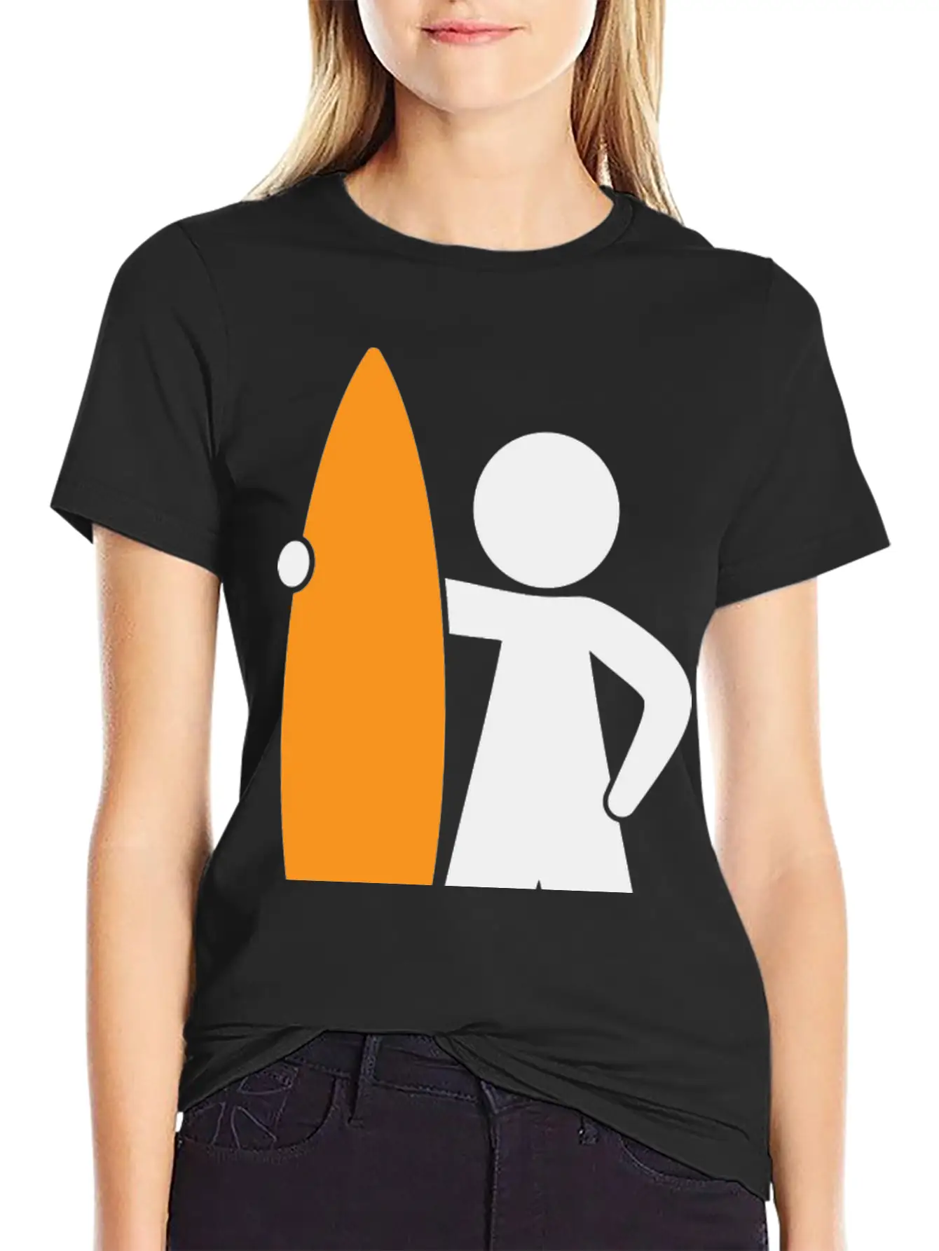 A Surfer With His Surfboard Timeless Short Sleeve Tee – Comfy And Minimalist Design