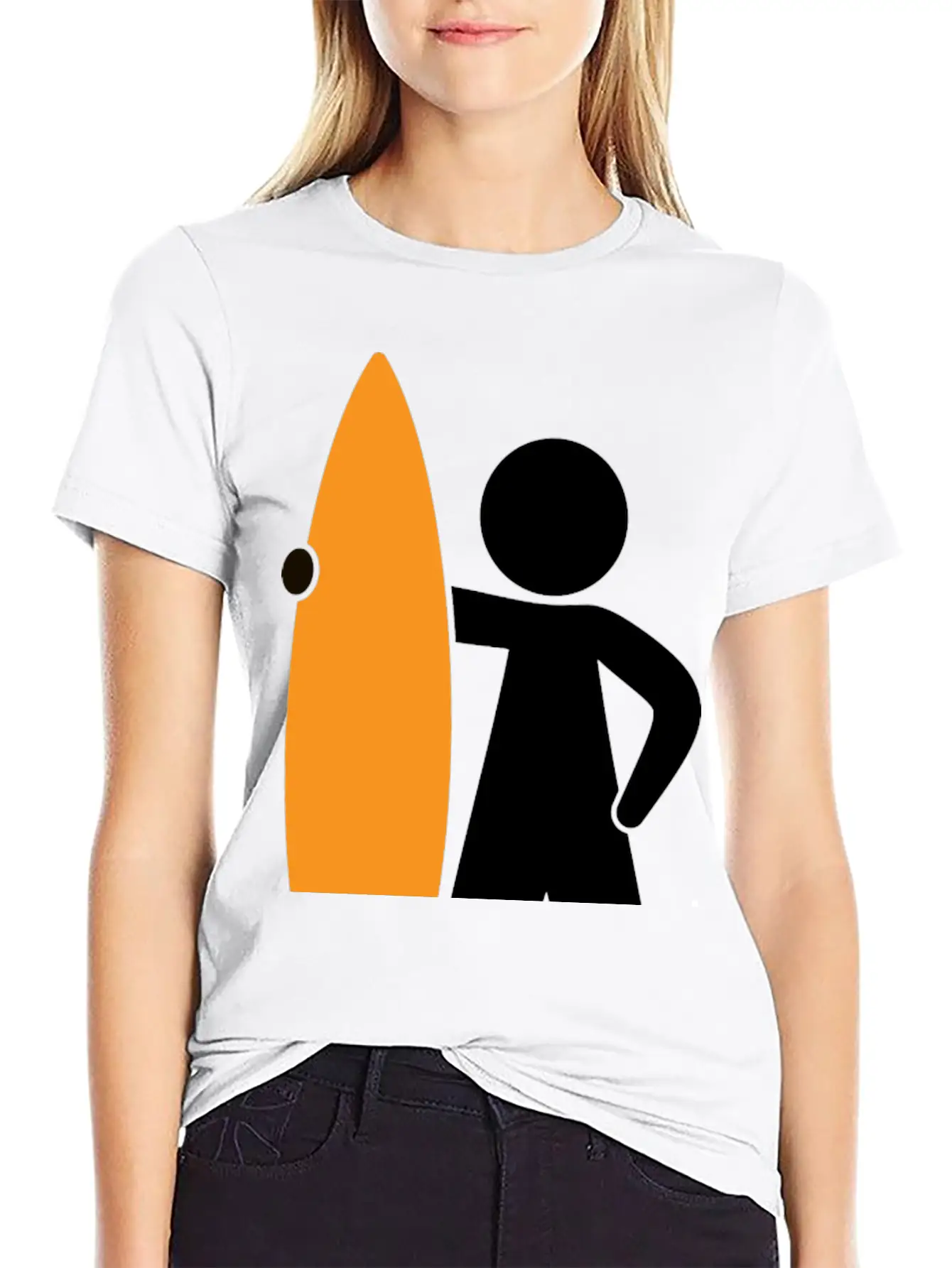 A Surfer With His Surfboard Timeless Short Sleeve Tee – Comfy And Minimalist Design