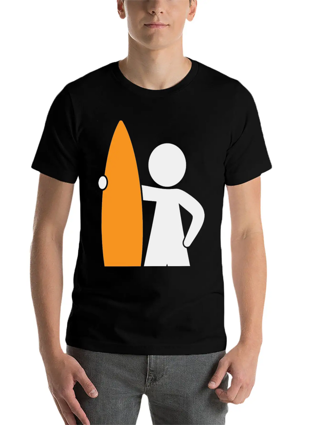 A Surfer With His Surfboard Timeless Short Sleeve Tee – Comfy And Minimalist Design