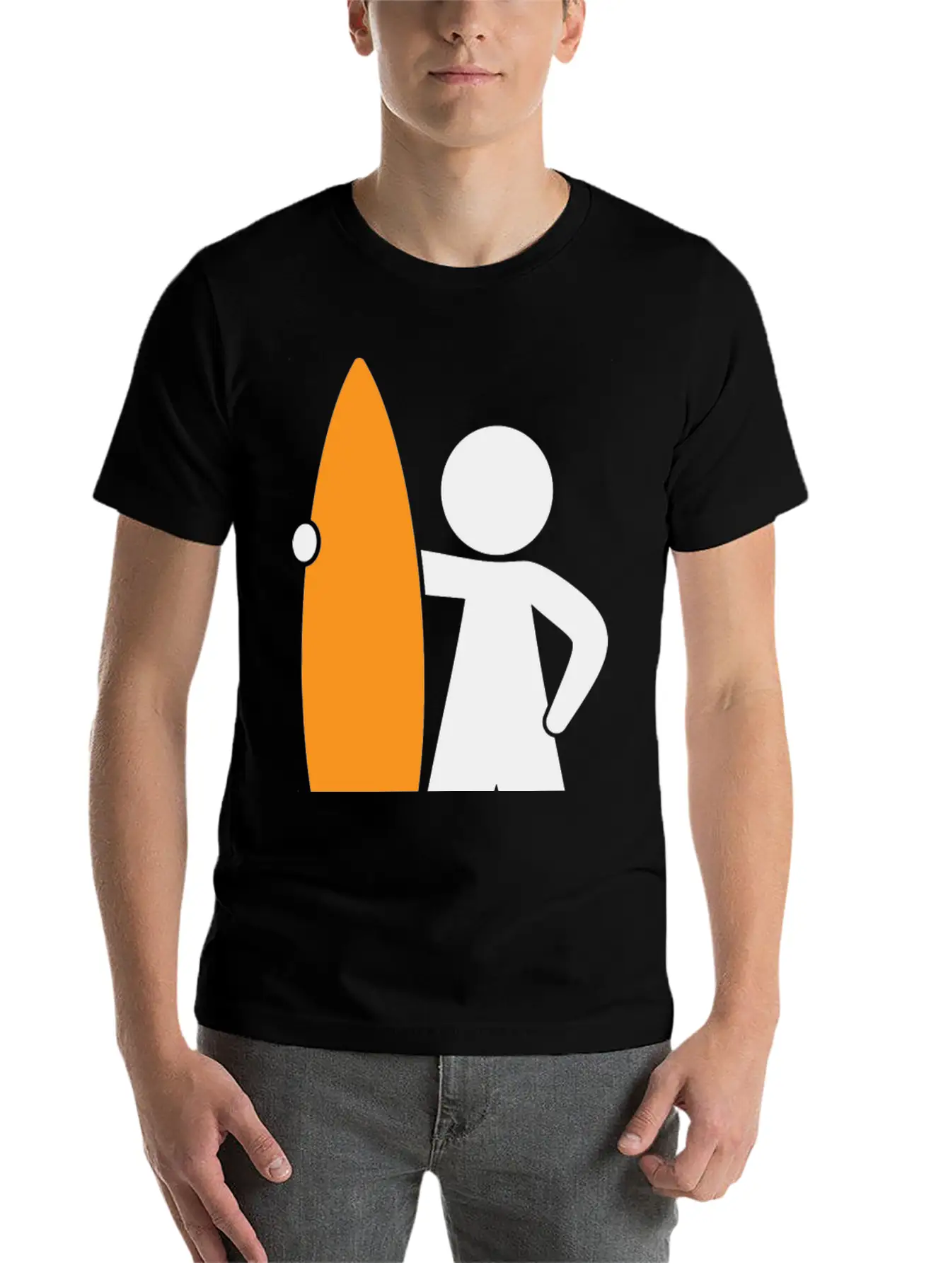 A Surfer With His Surfboard Timeless Short Sleeve Tee – Comfy And Minimalist Design