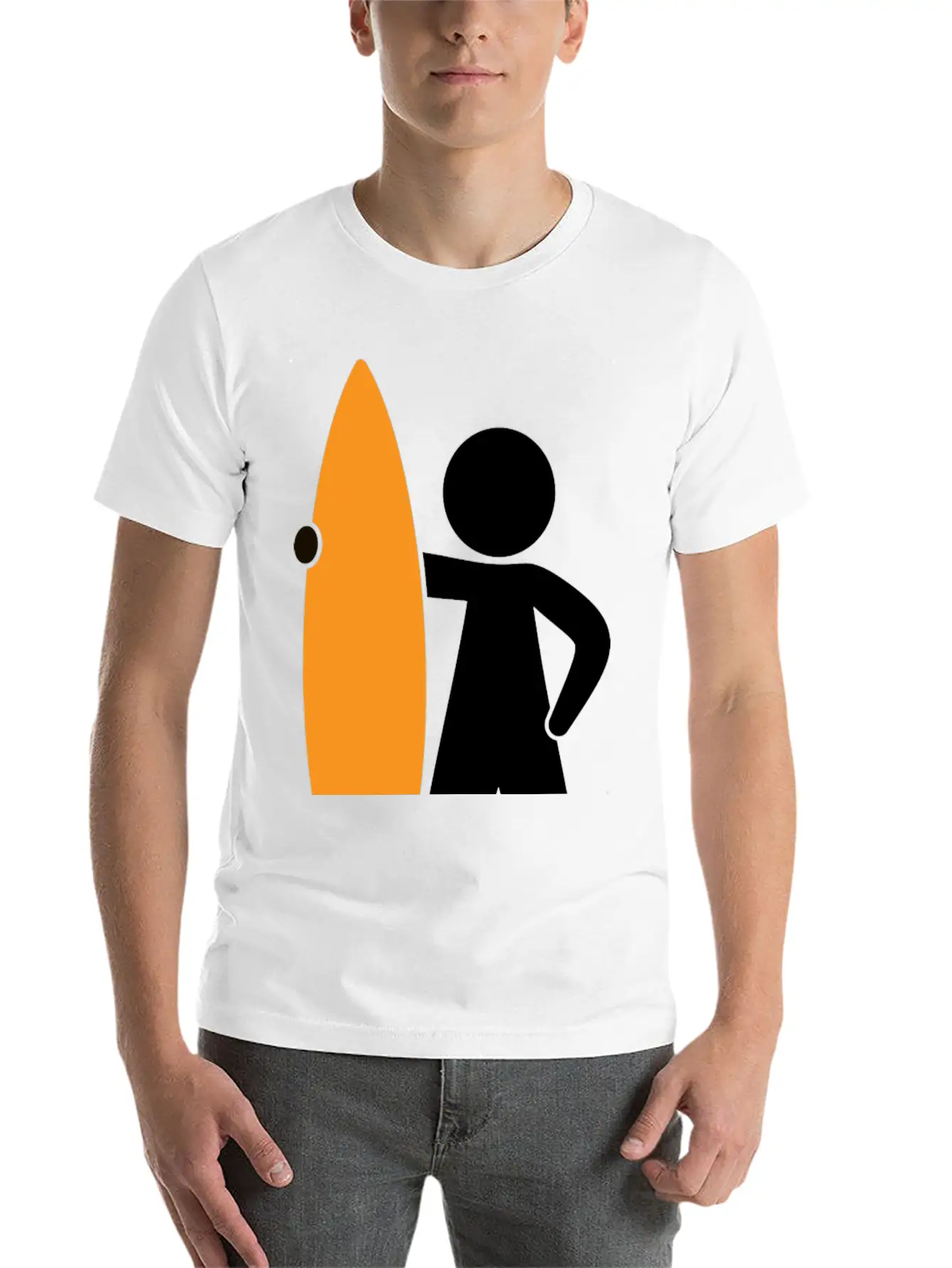 A Surfer With His Surfboard Timeless Short Sleeve Tee – Comfy And Minimalist Design
